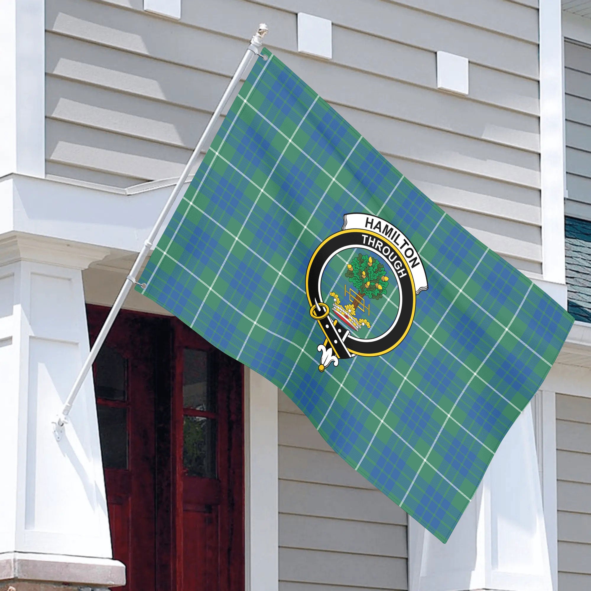 Hamilton Hunting Ancient Tartan Crest House Flag