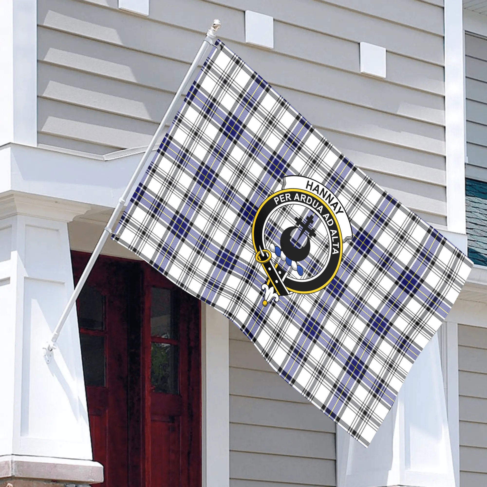 Hannay Modern Tartan Crest House Flag