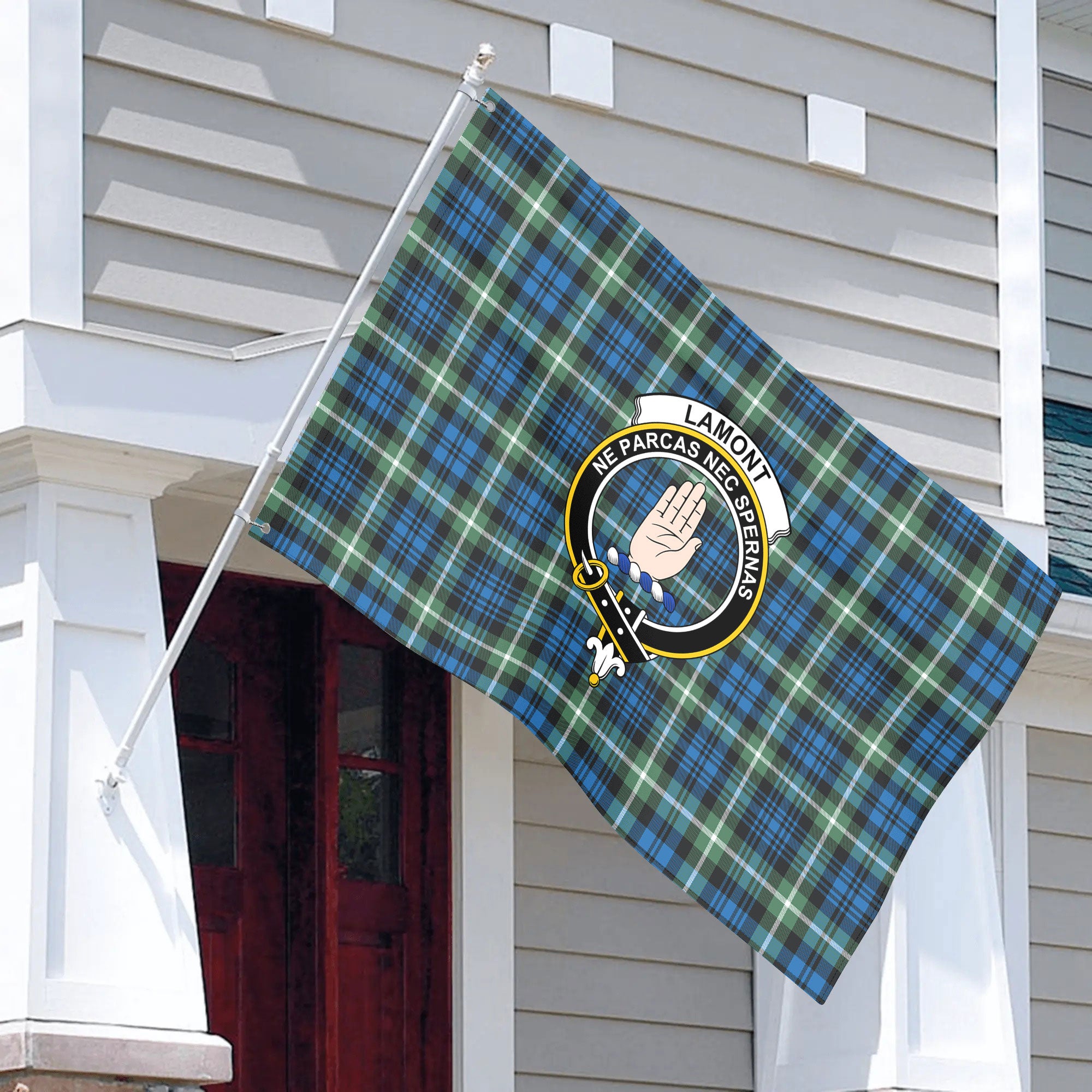 Lamont Ancient Tartan Crest House Flag