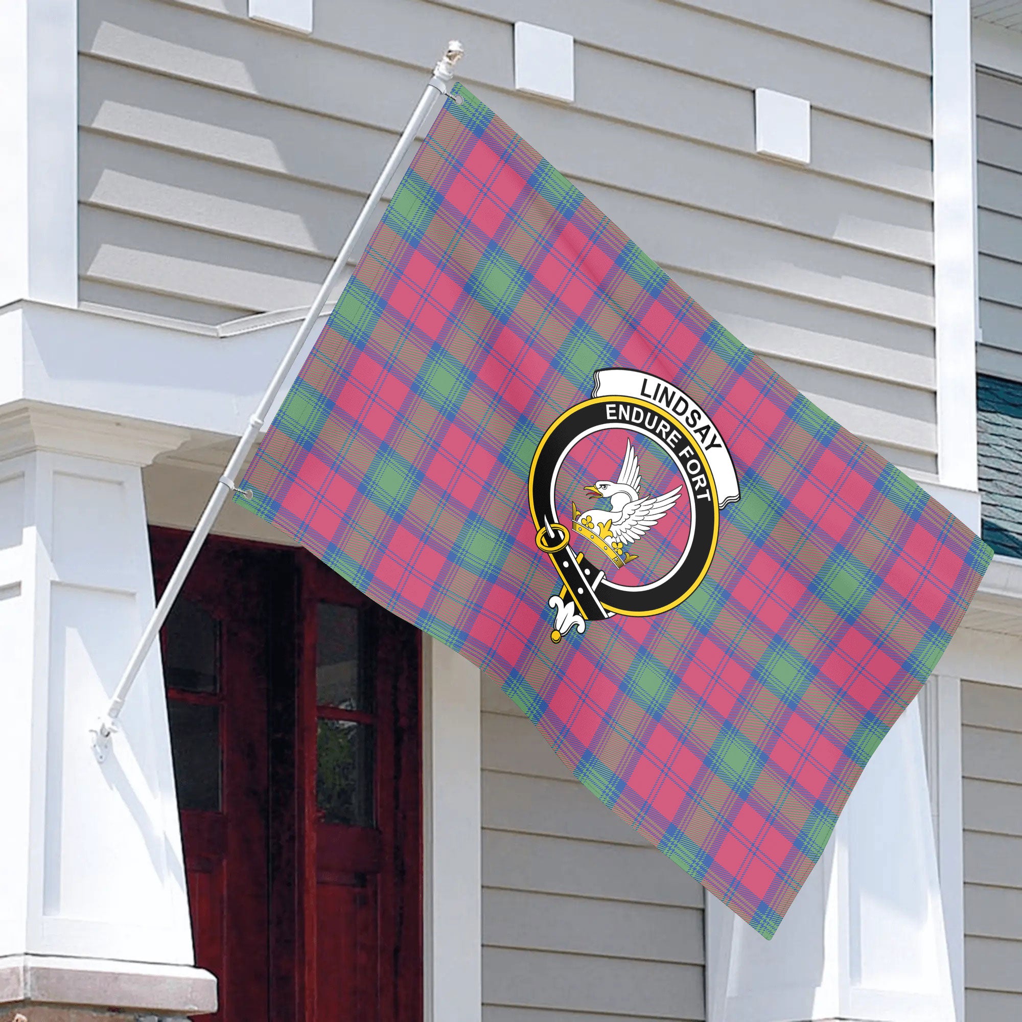 Lindsay Ancient Tartan Crest House Flag