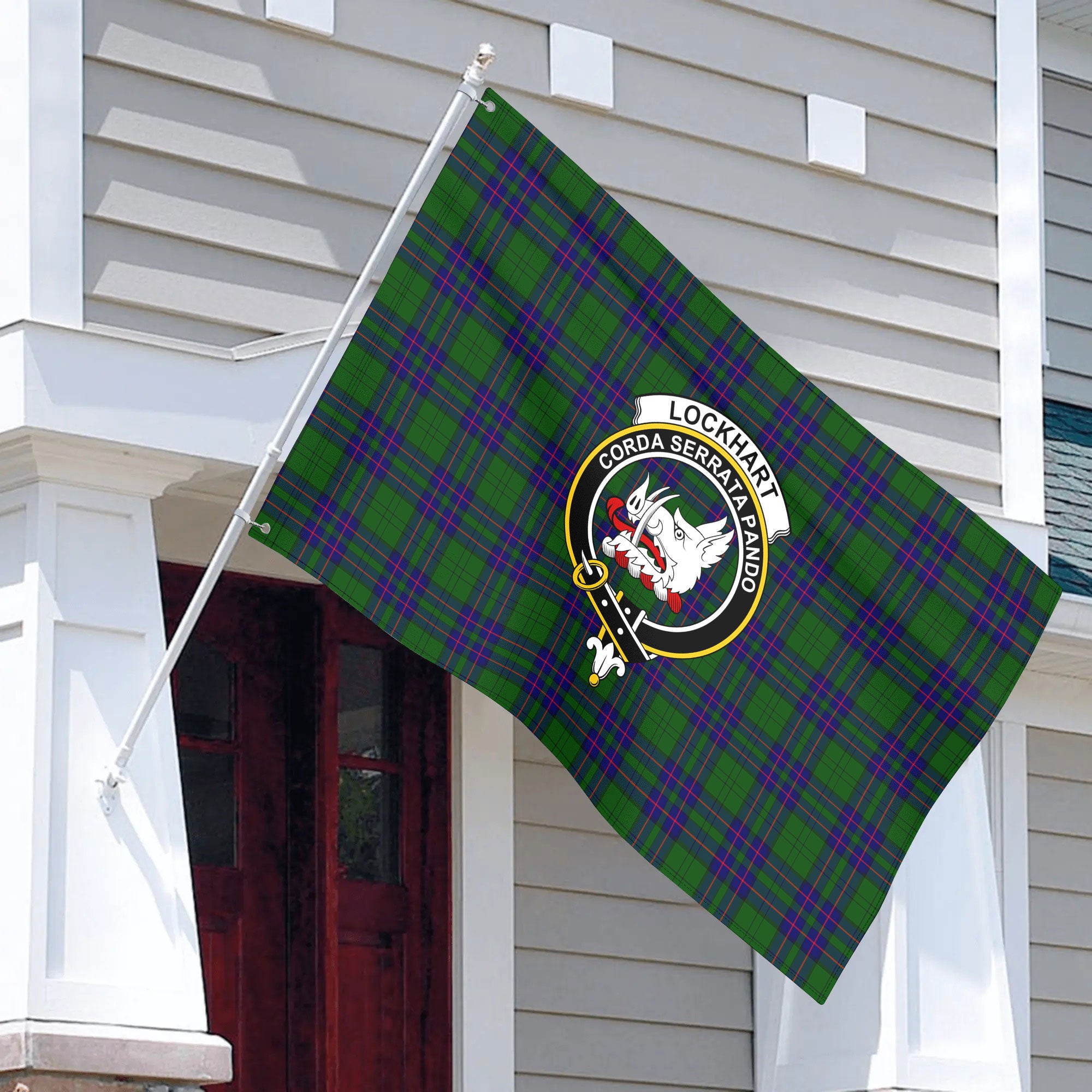 Lockhart Modern Tartan Crest House Flag