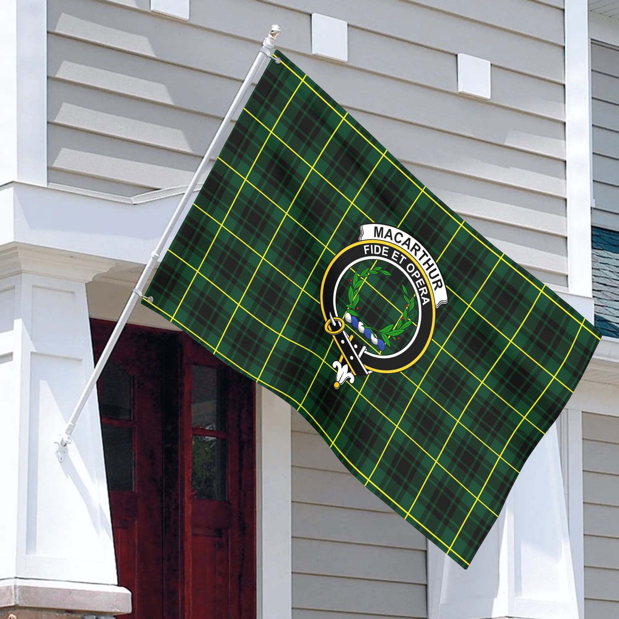 MacArthur Modern Tartan Crest House Flag
