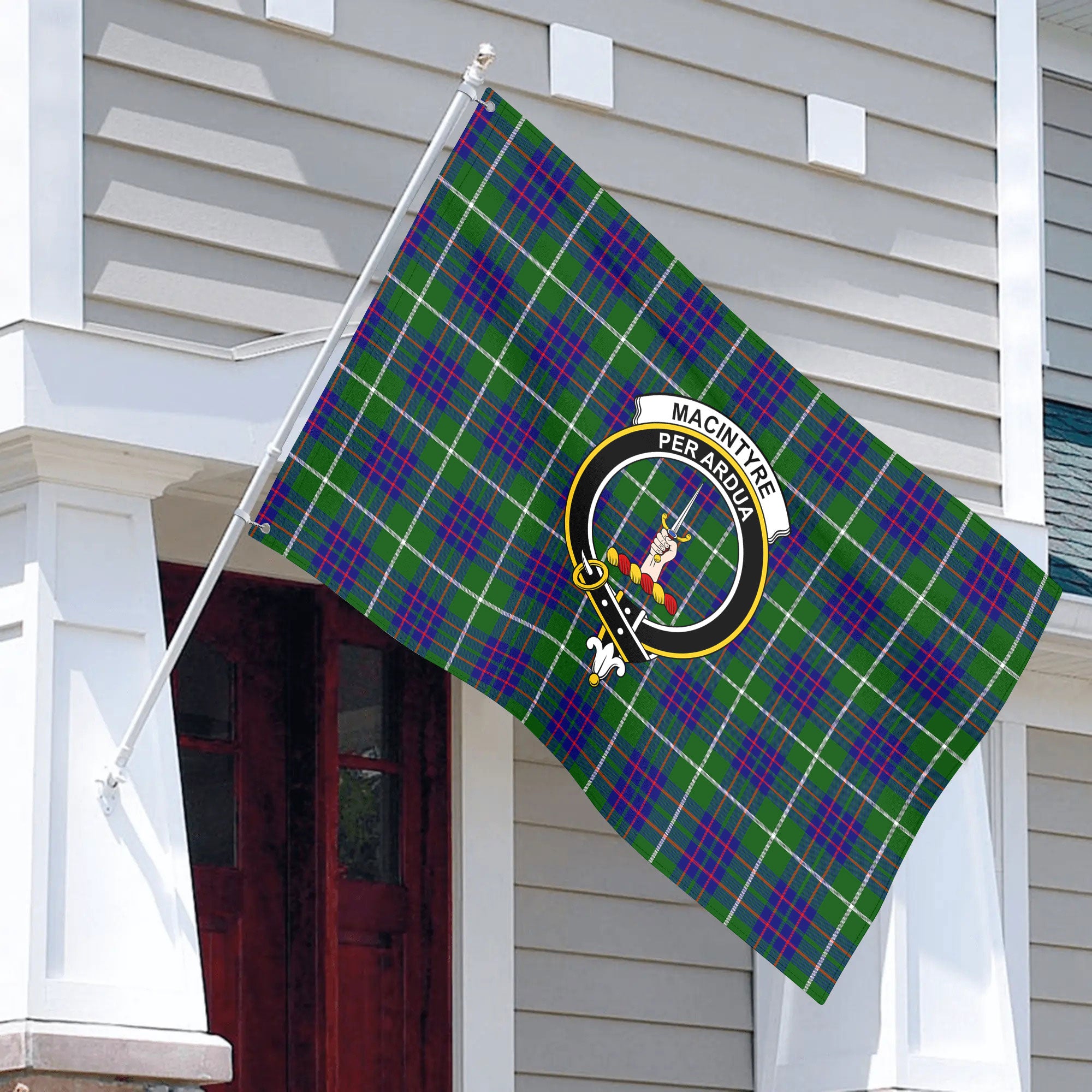 MacIntyre Hunting Modern Tartan Crest House Flag