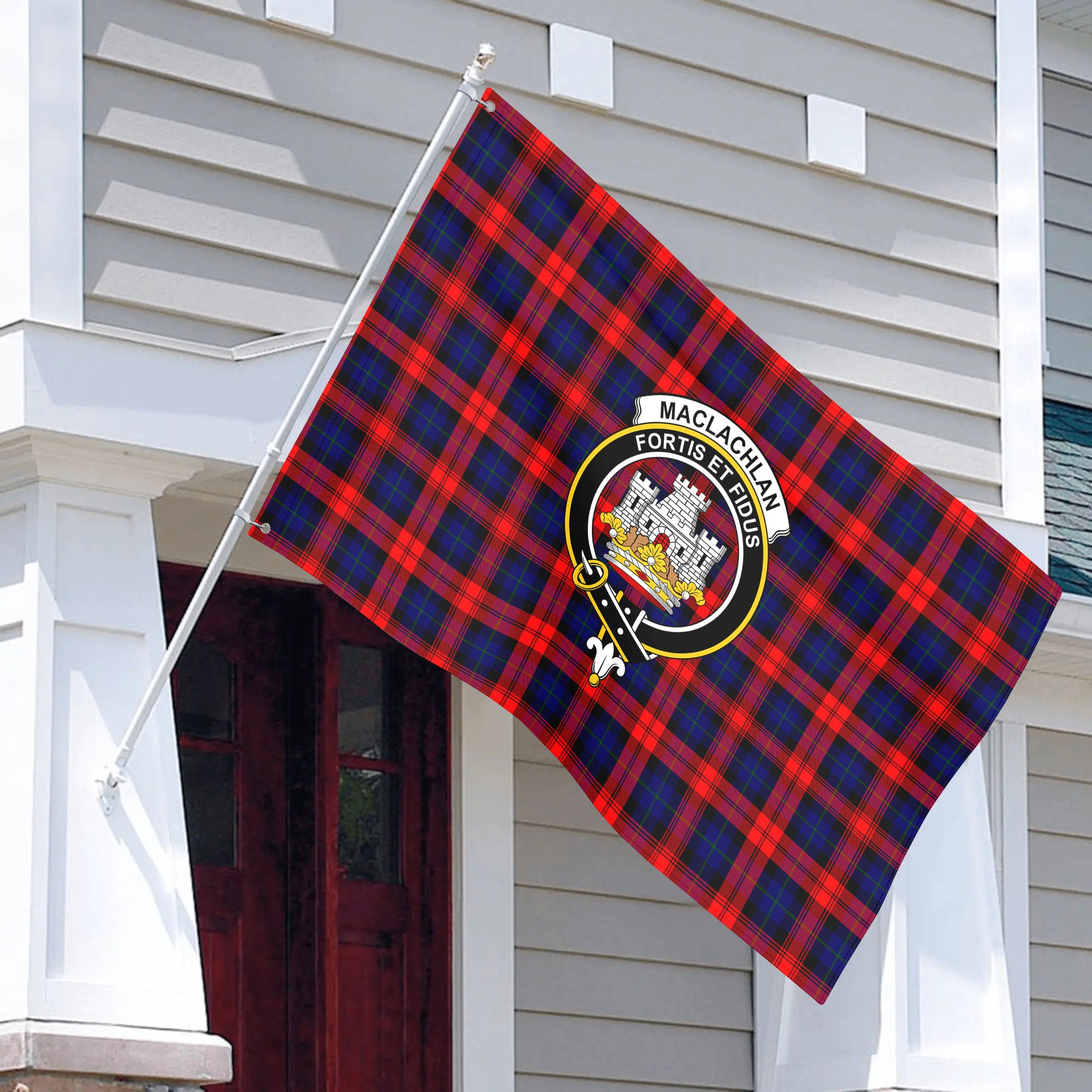 MacLachlan Modern Tartan Crest House Flag