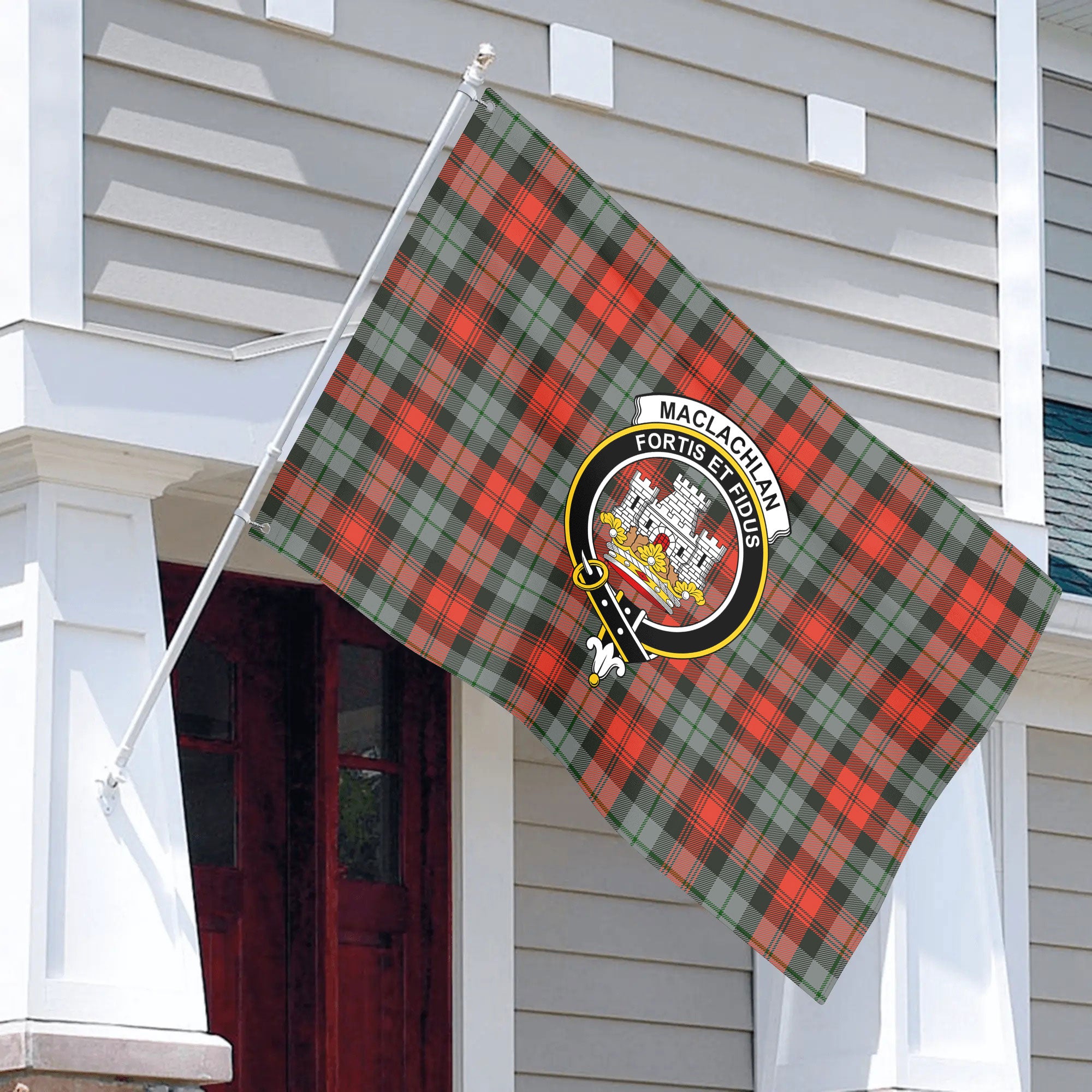 MacLachlan Weathered Tartan Crest House Flag