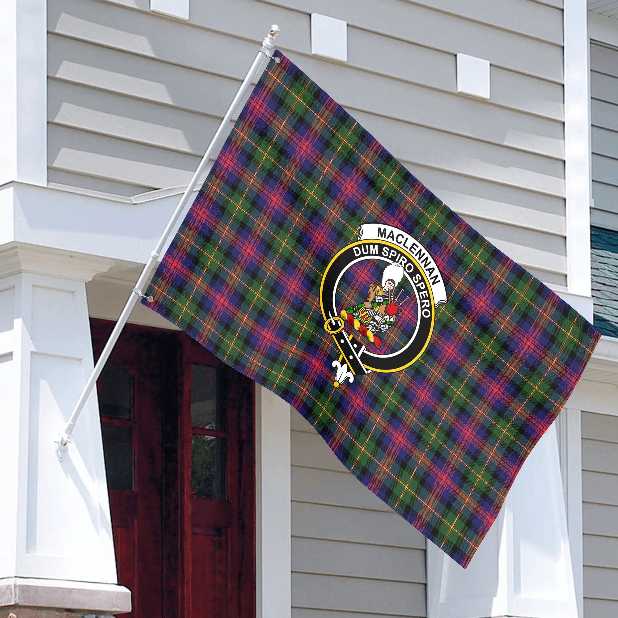 MacLennan Modern Tartan Crest House Flag