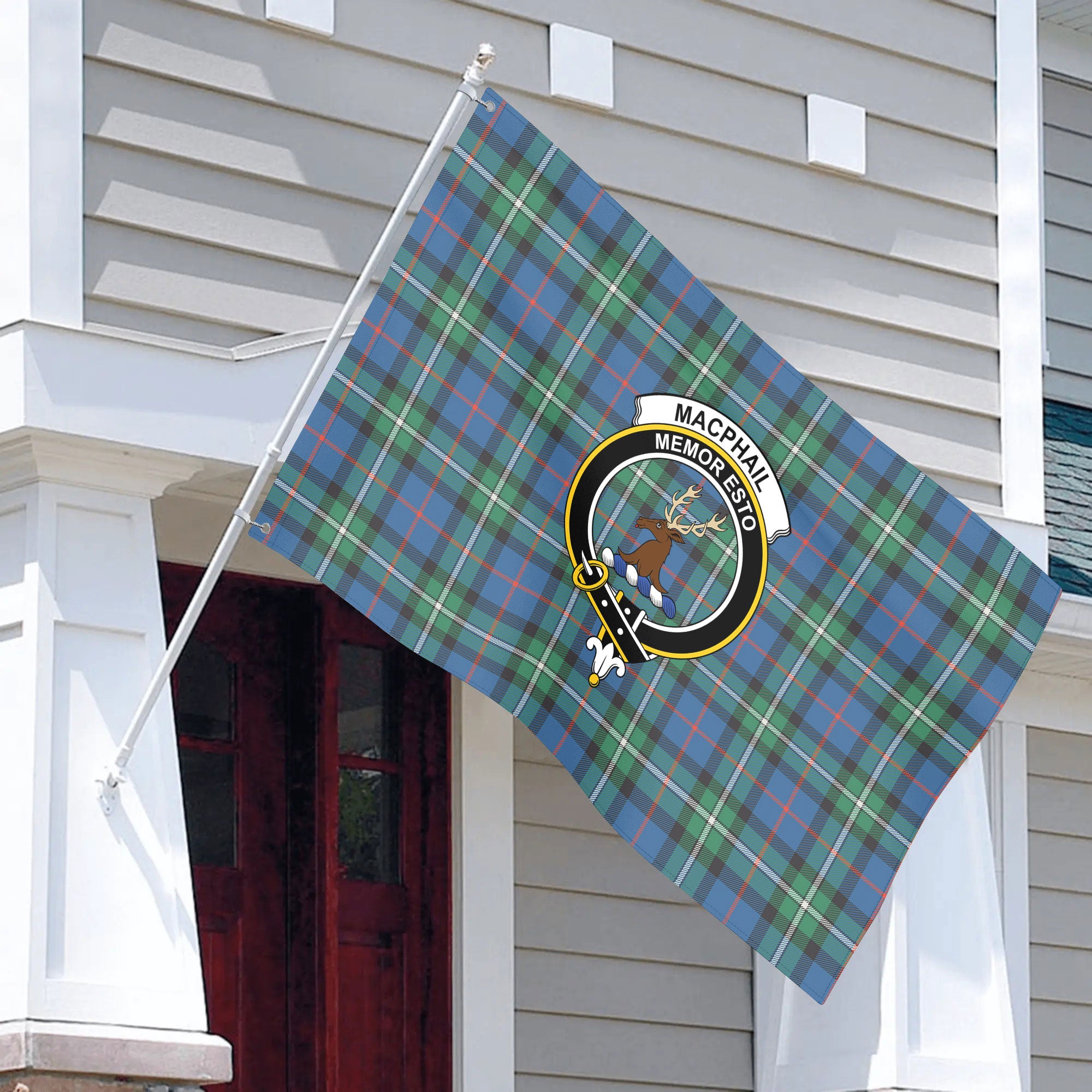 MacPhail Hunting Ancient Tartan Crest House Flag