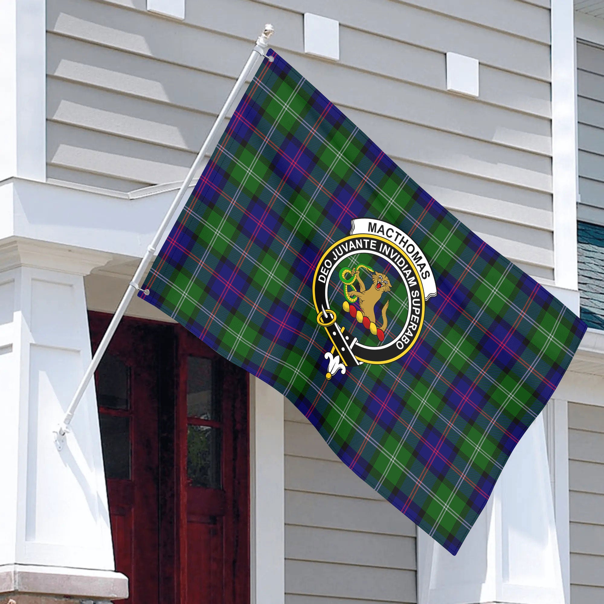 MacThomas Modern Tartan Crest House Flag