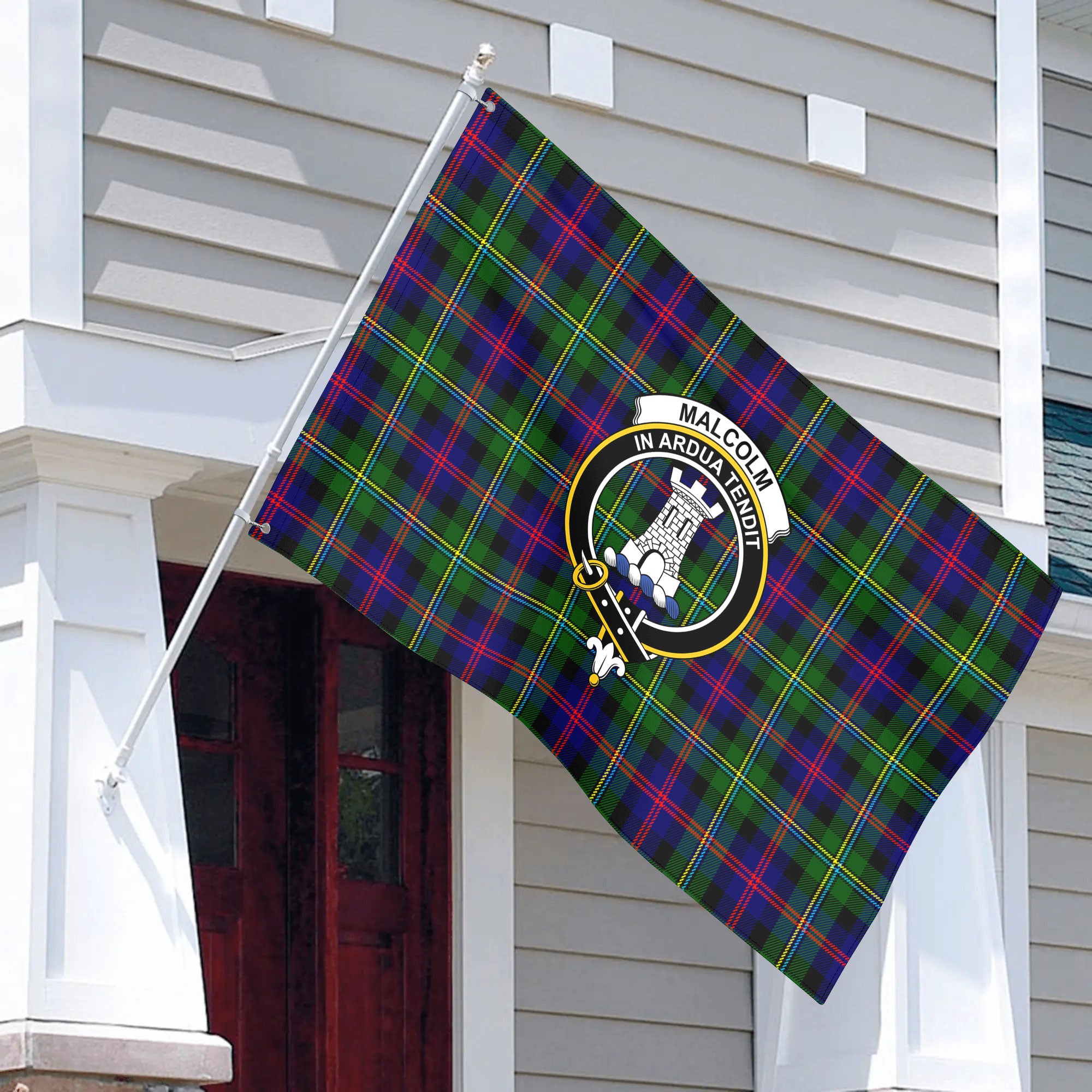 Malcolm (or MacCallum) Tartan Crest House Flag