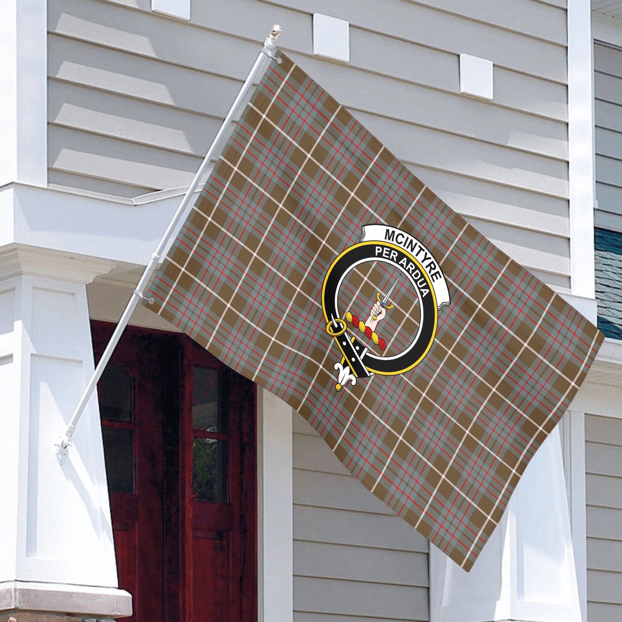 McIntyre Hunting Weathered Tartan Crest House Flag
