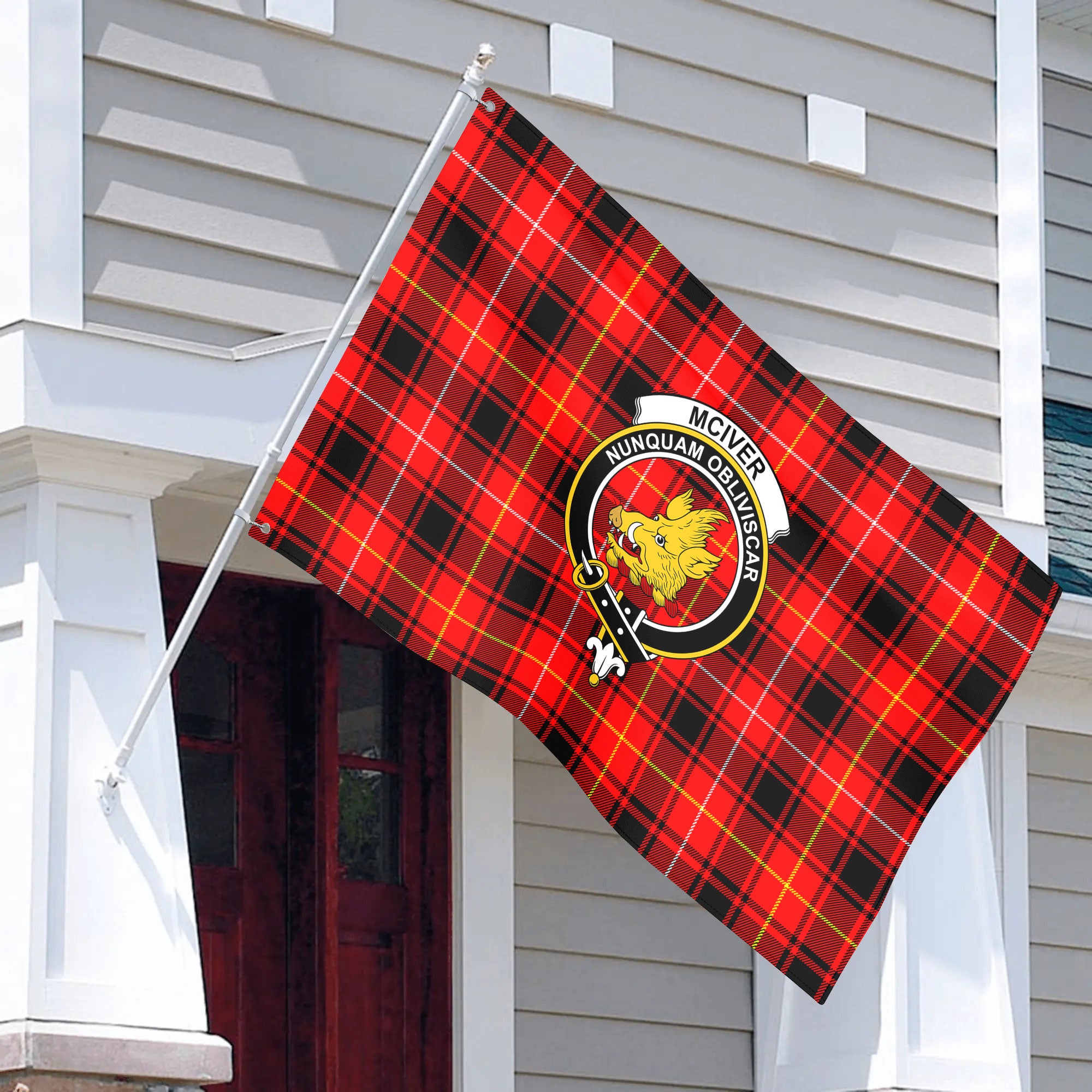 McIver Modern Tartan Crest House Flag