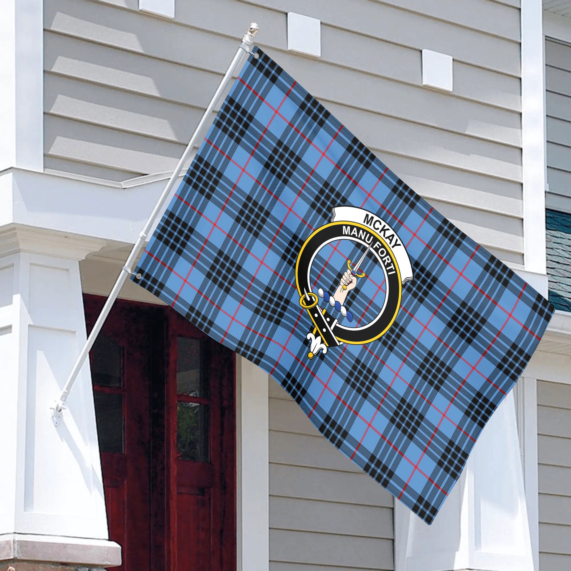 McKay Blue Tartan Crest House Flag