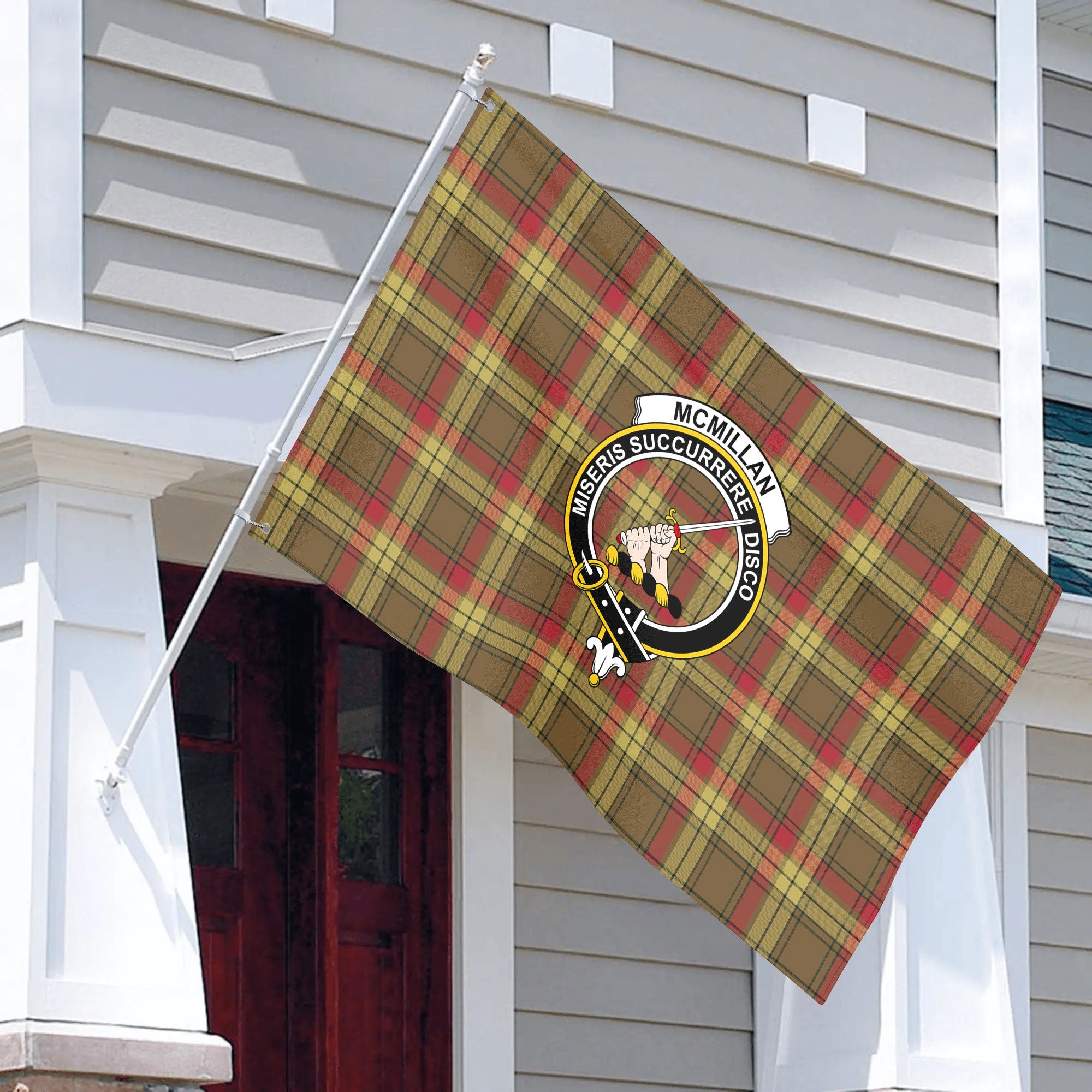 McMillan Old Weathered Tartan Crest House Flag