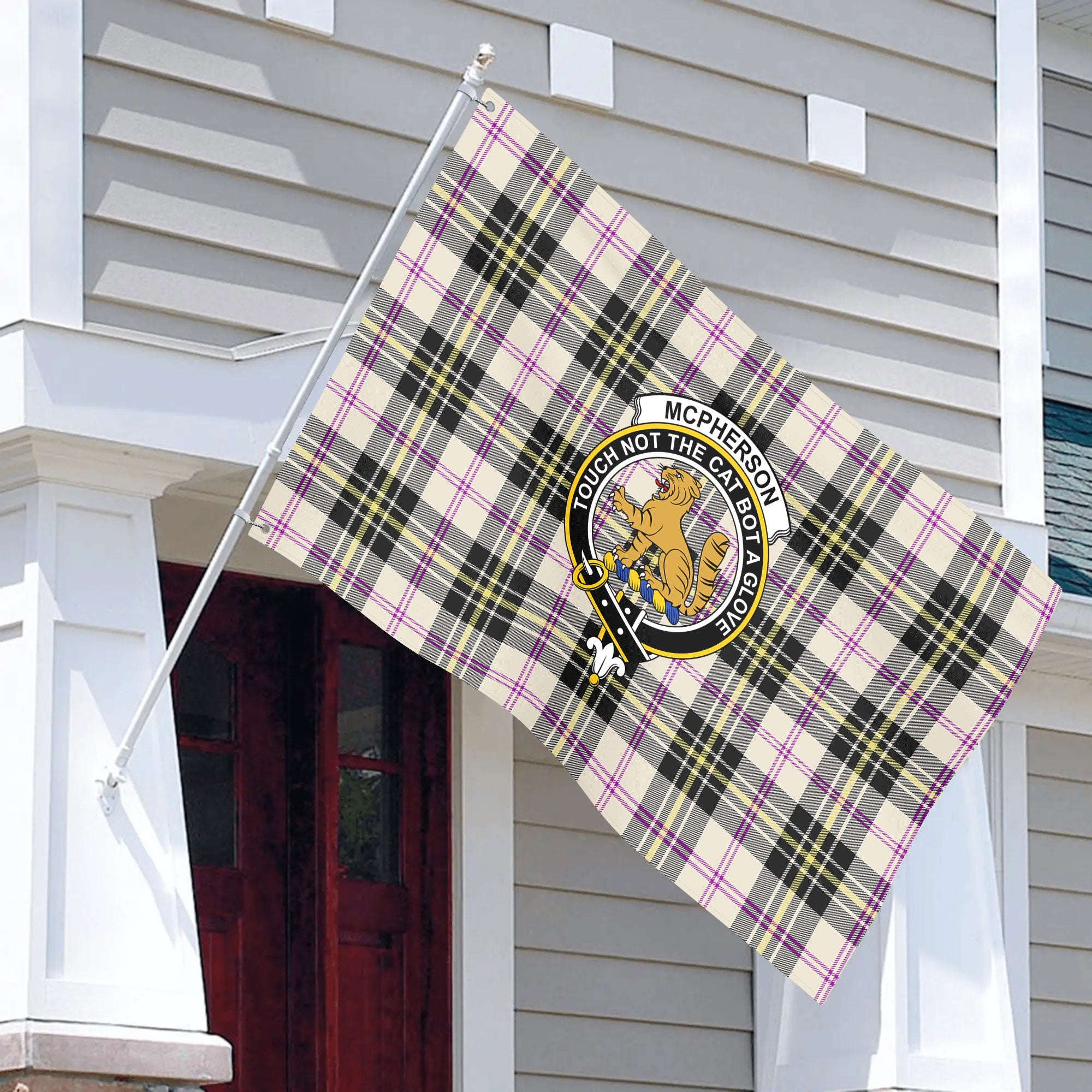 McPherson Dress Ancient Tartan Crest House Flag