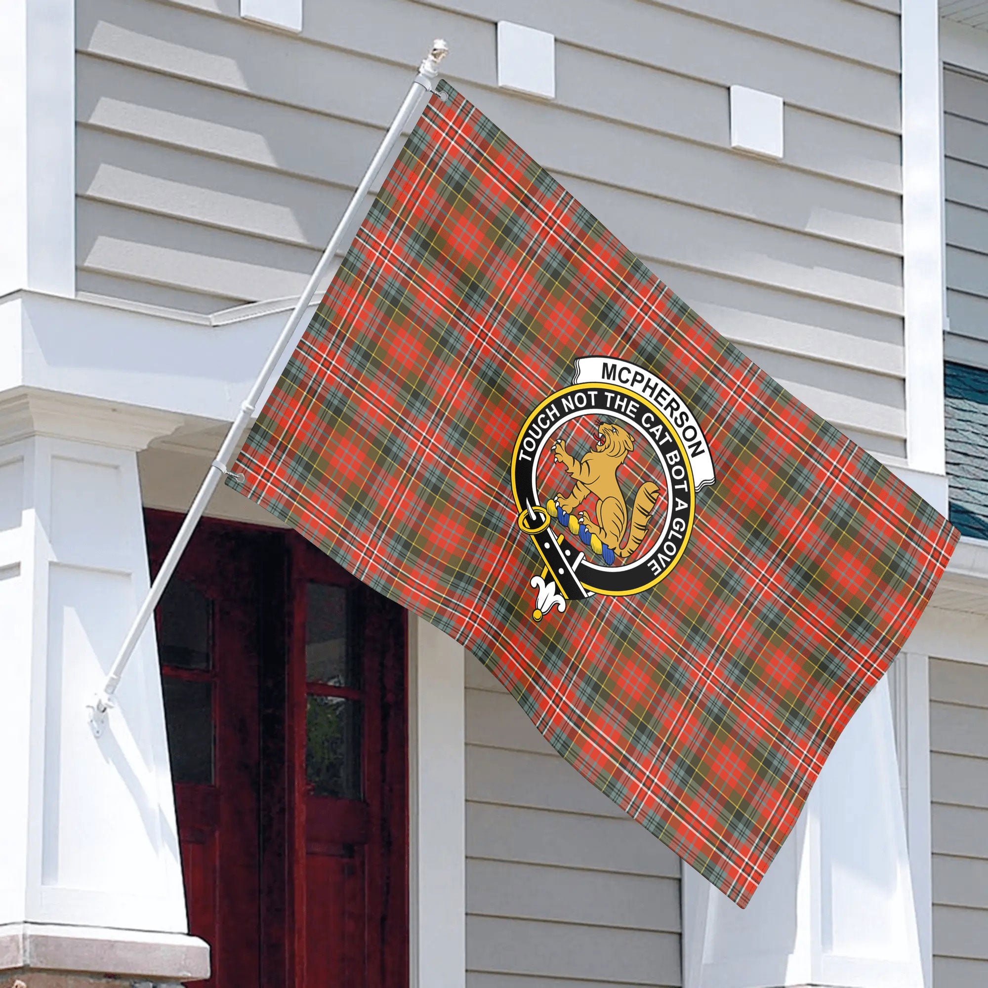 McPherson Weathered Tartan Crest House Flag