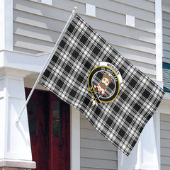 Menzies Black - White Modern Tartan Crest House Flag