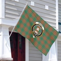 Menzies Green Ancient Tartan Crest House Flag