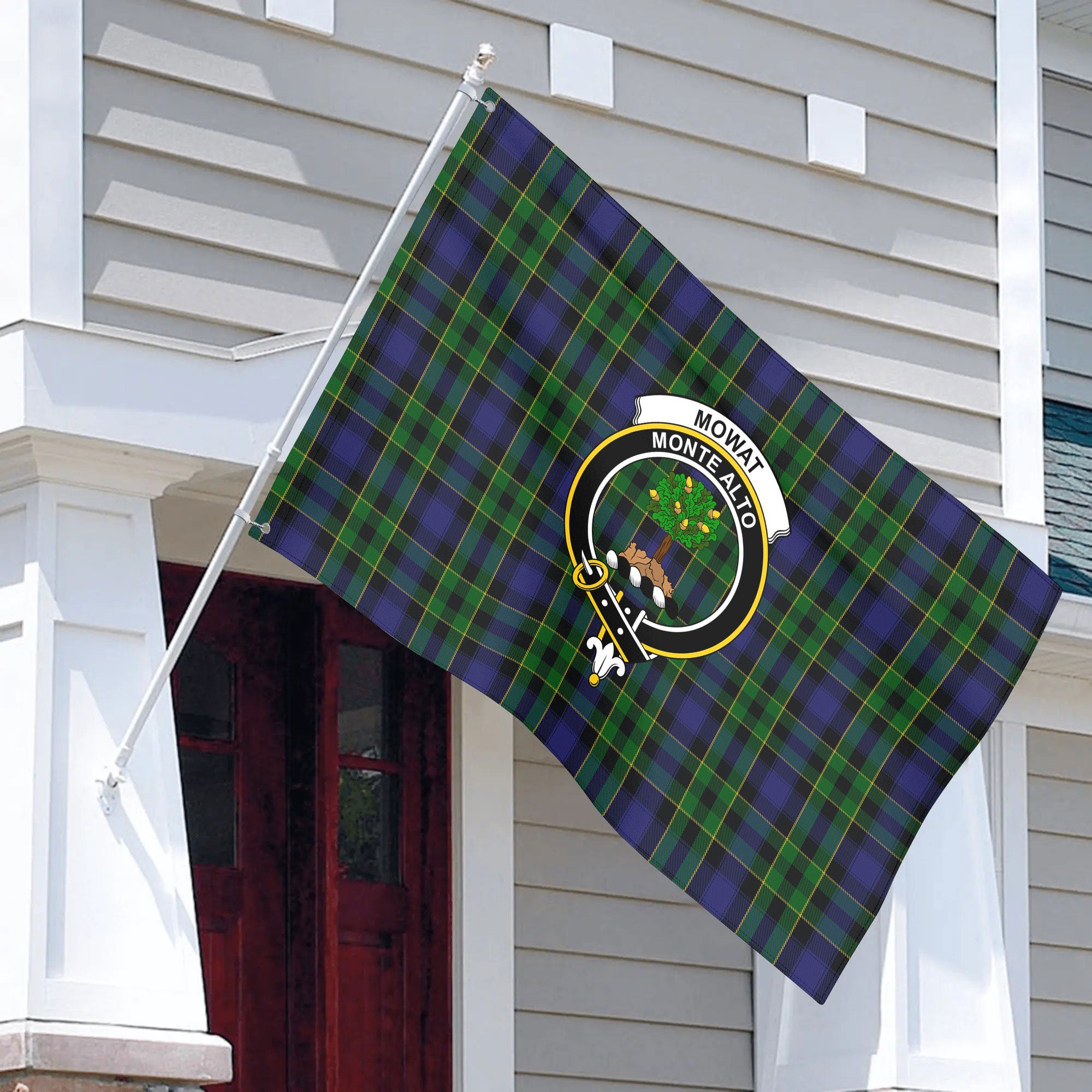 Mowat Modern Tartan Crest House Flag