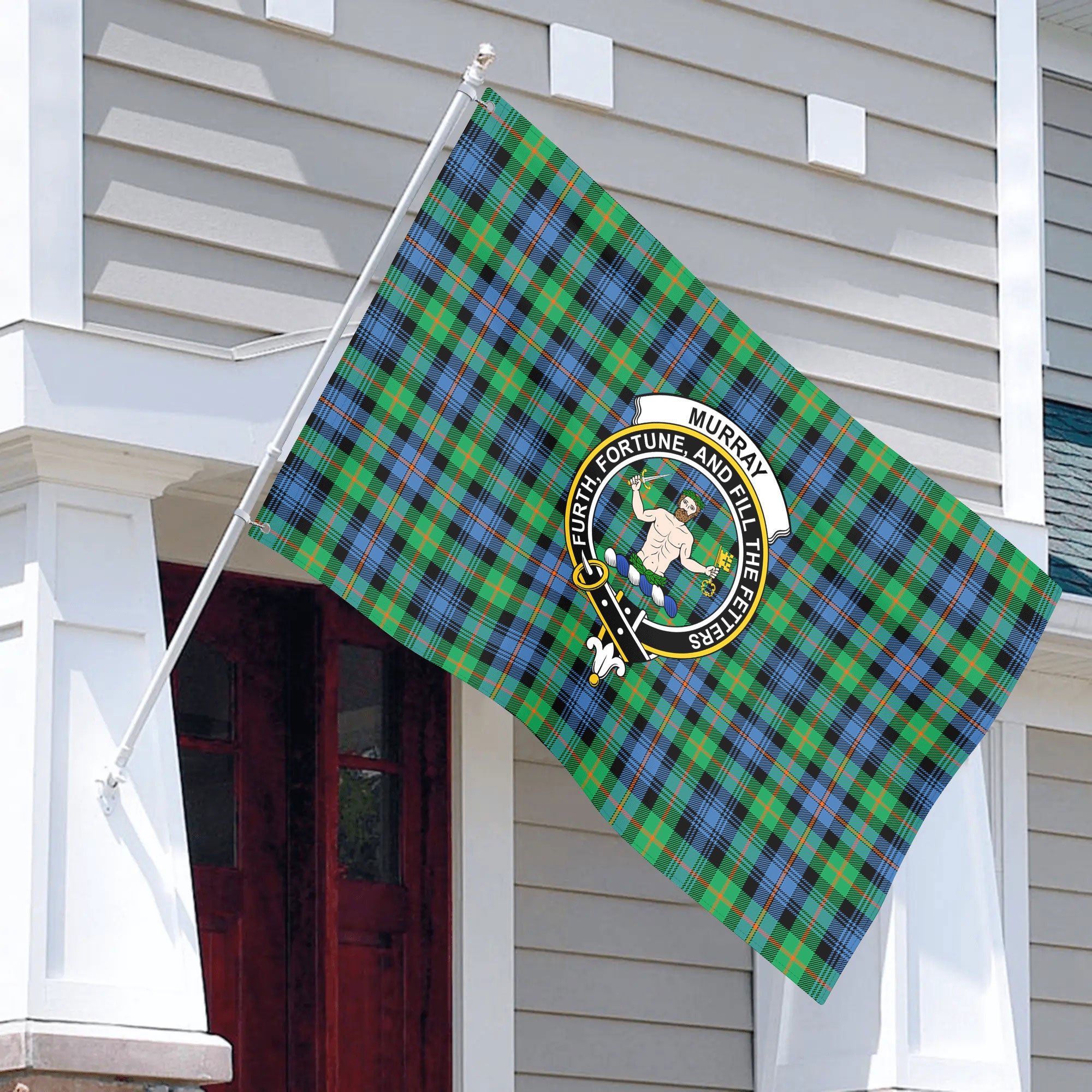 Murray of Atholl Ancient Tartan Crest House Flag