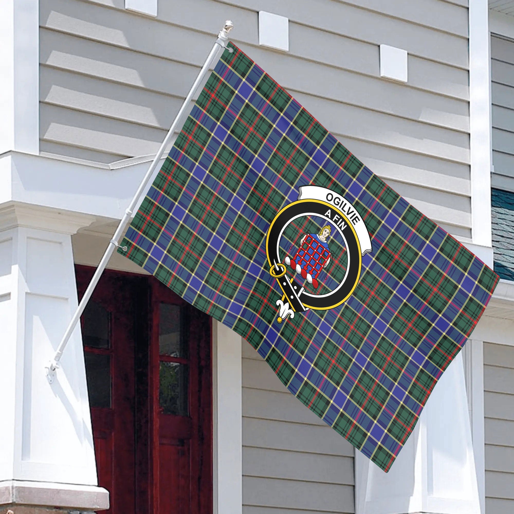 Ogilvie Hunting Modern Tartan Crest House Flag
