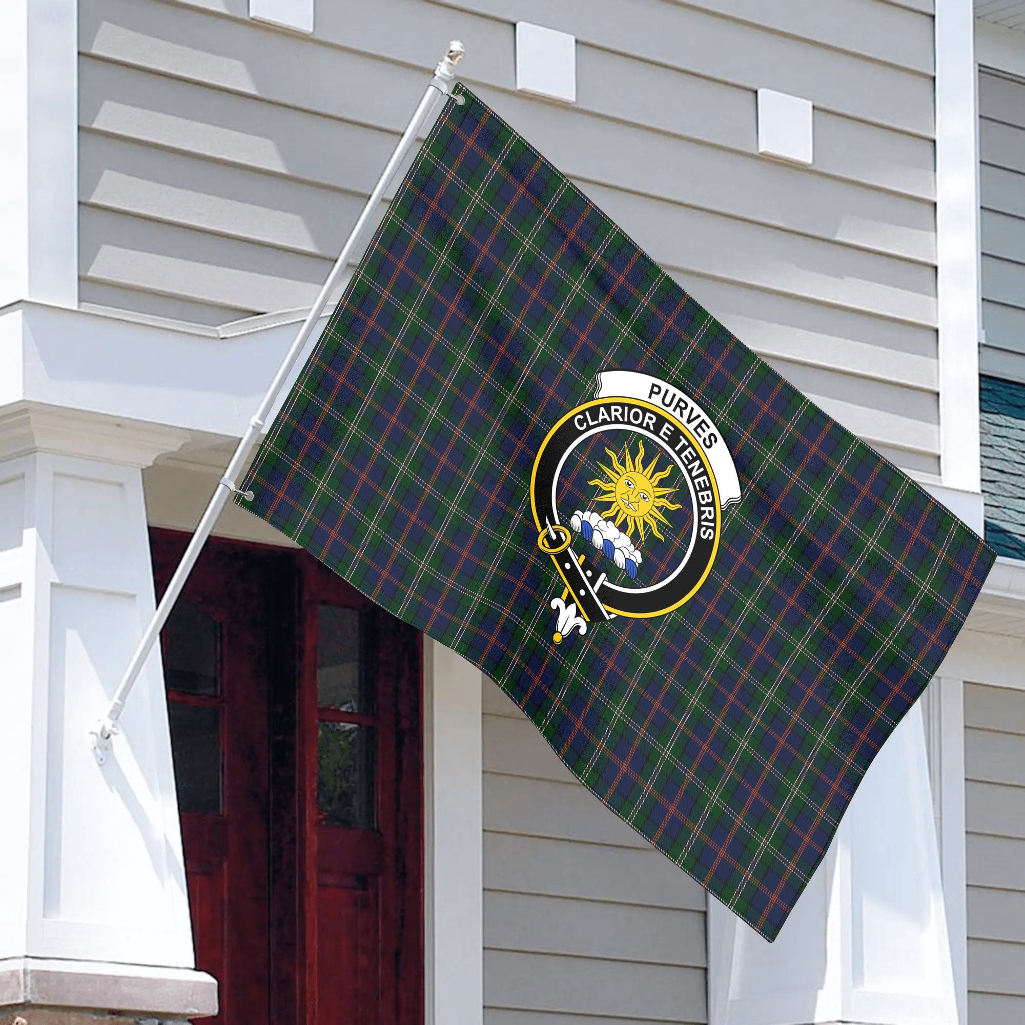 Purves Tartan Crest House Flag