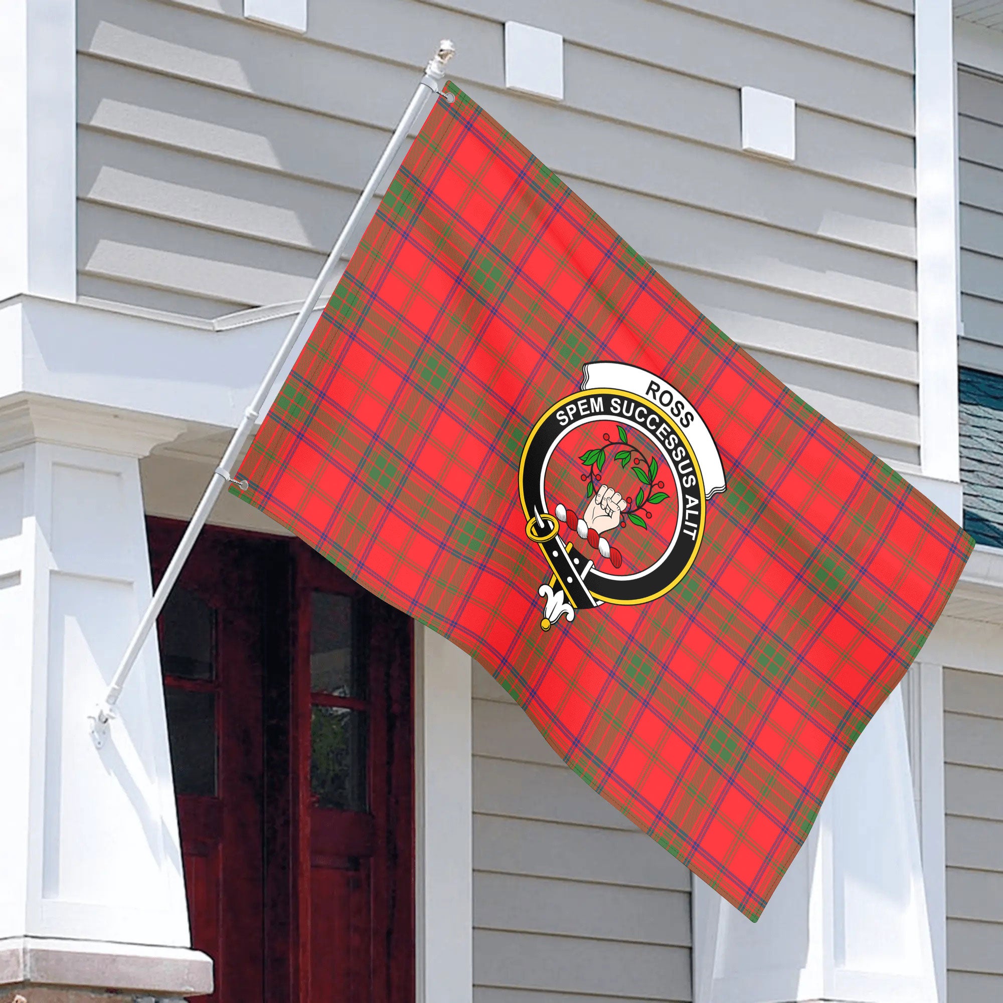Ross Modern Tartan Crest House Flag