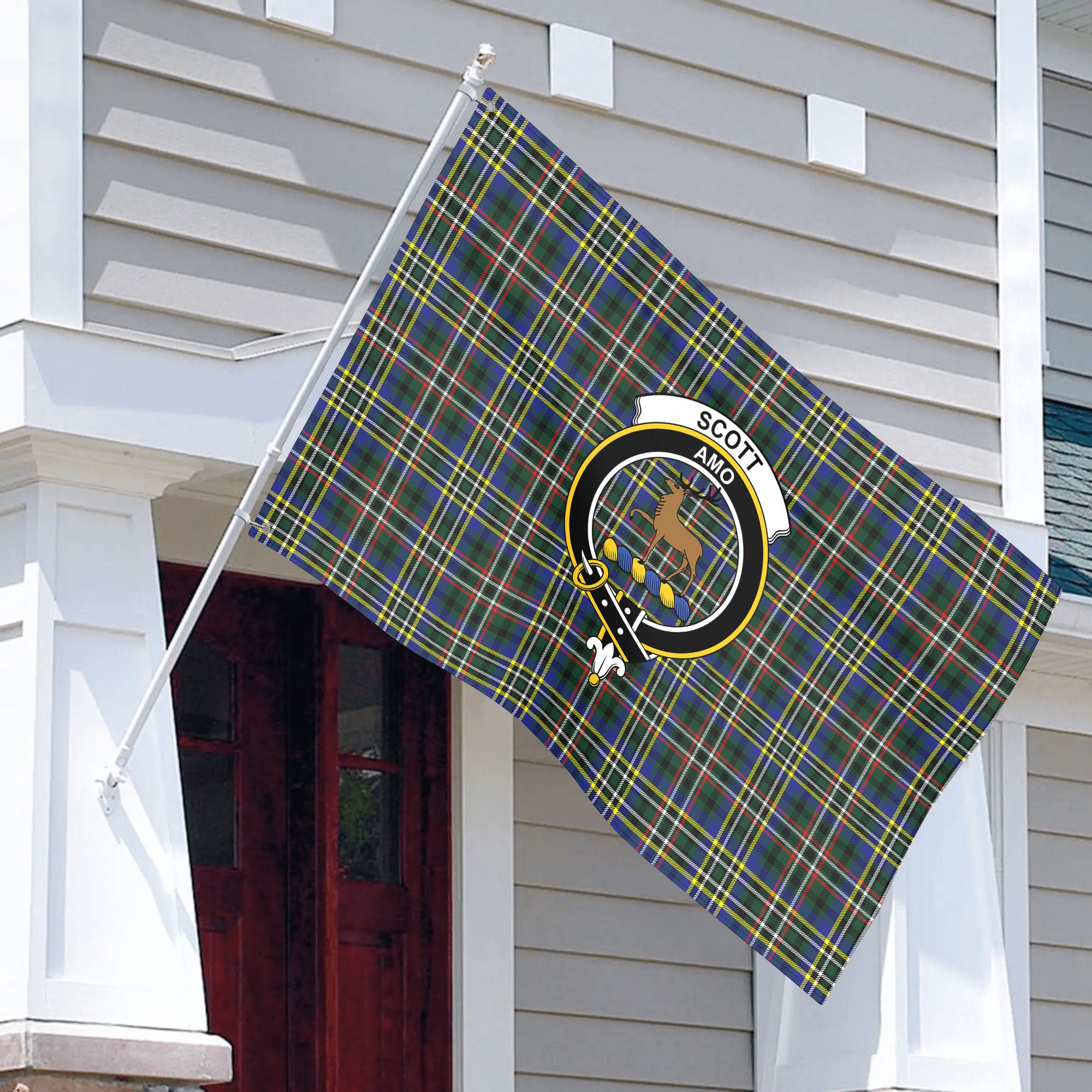 Scott Green Modern Tartan Crest House Flag