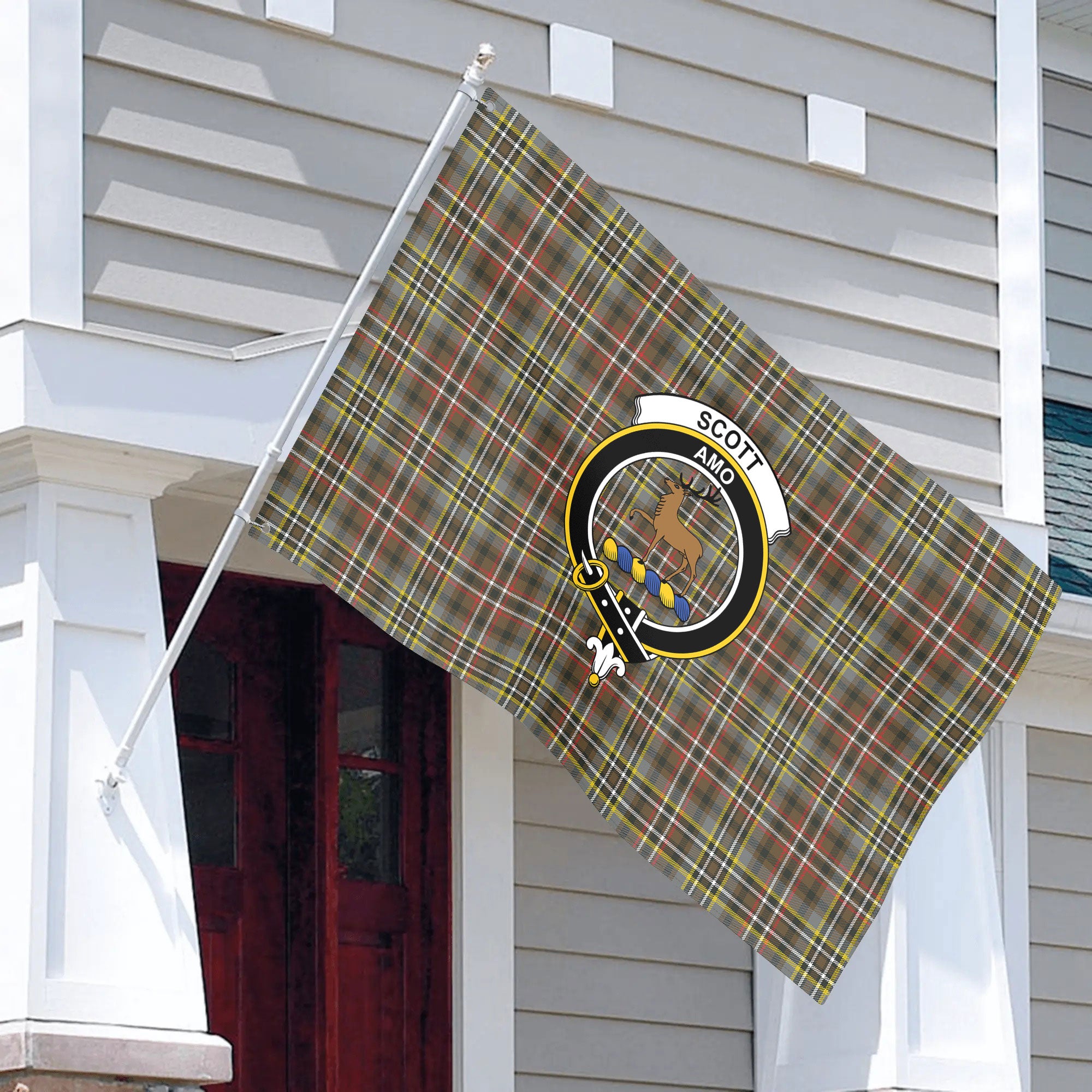 Scott Green Weathered Tartan Crest House Flag