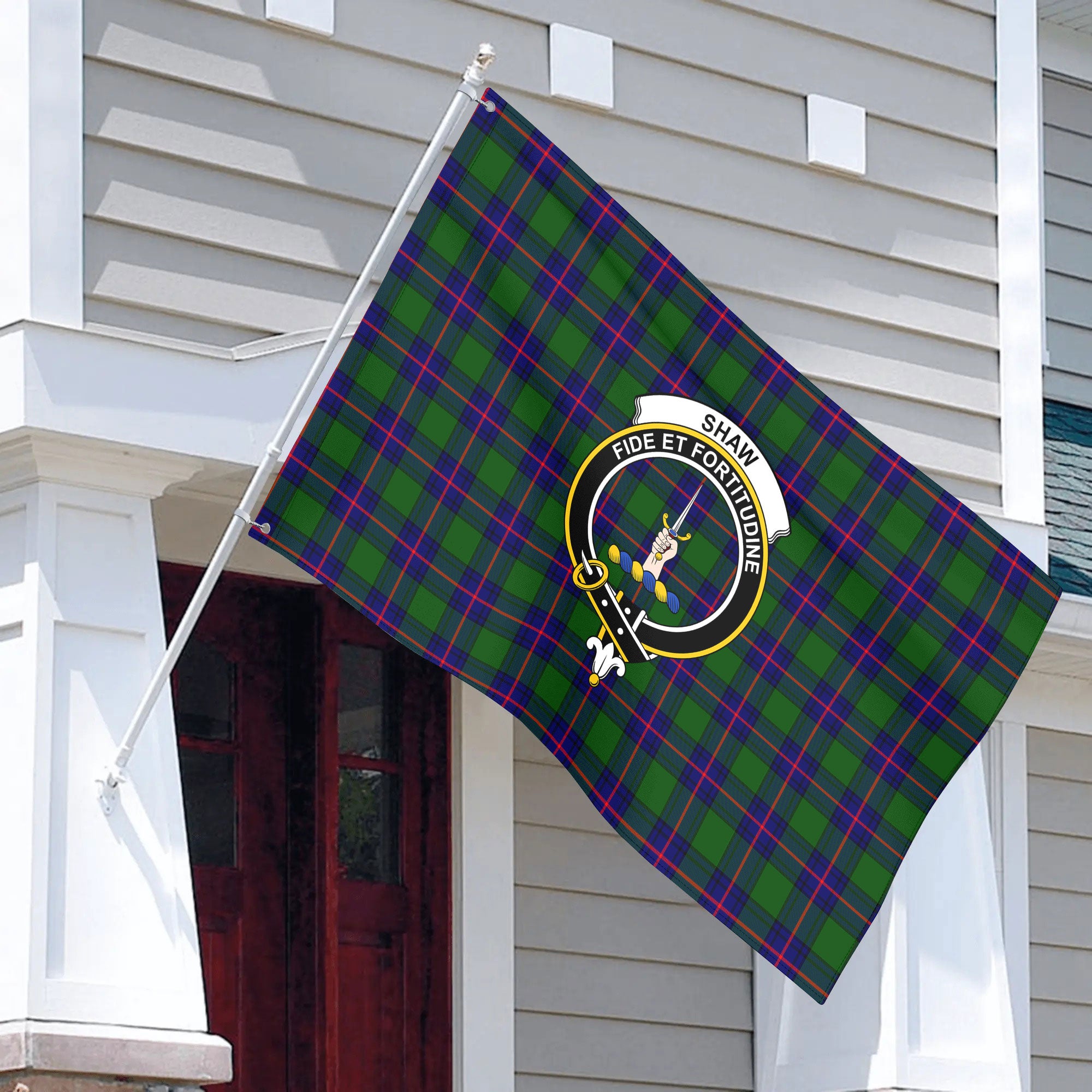 Shaw Modern Tartan Crest House Flag