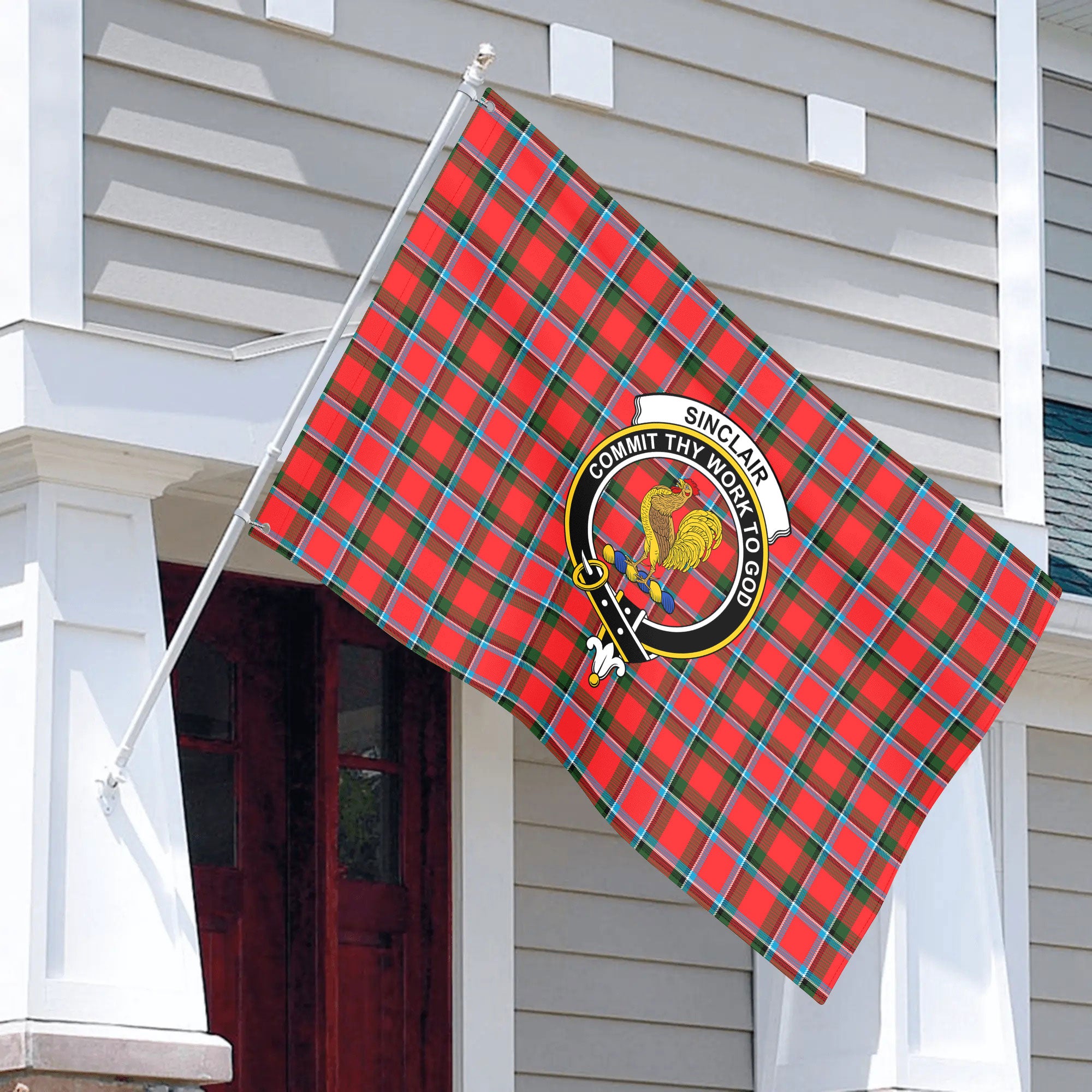 Sinclair Modern Tartan Crest House Flag