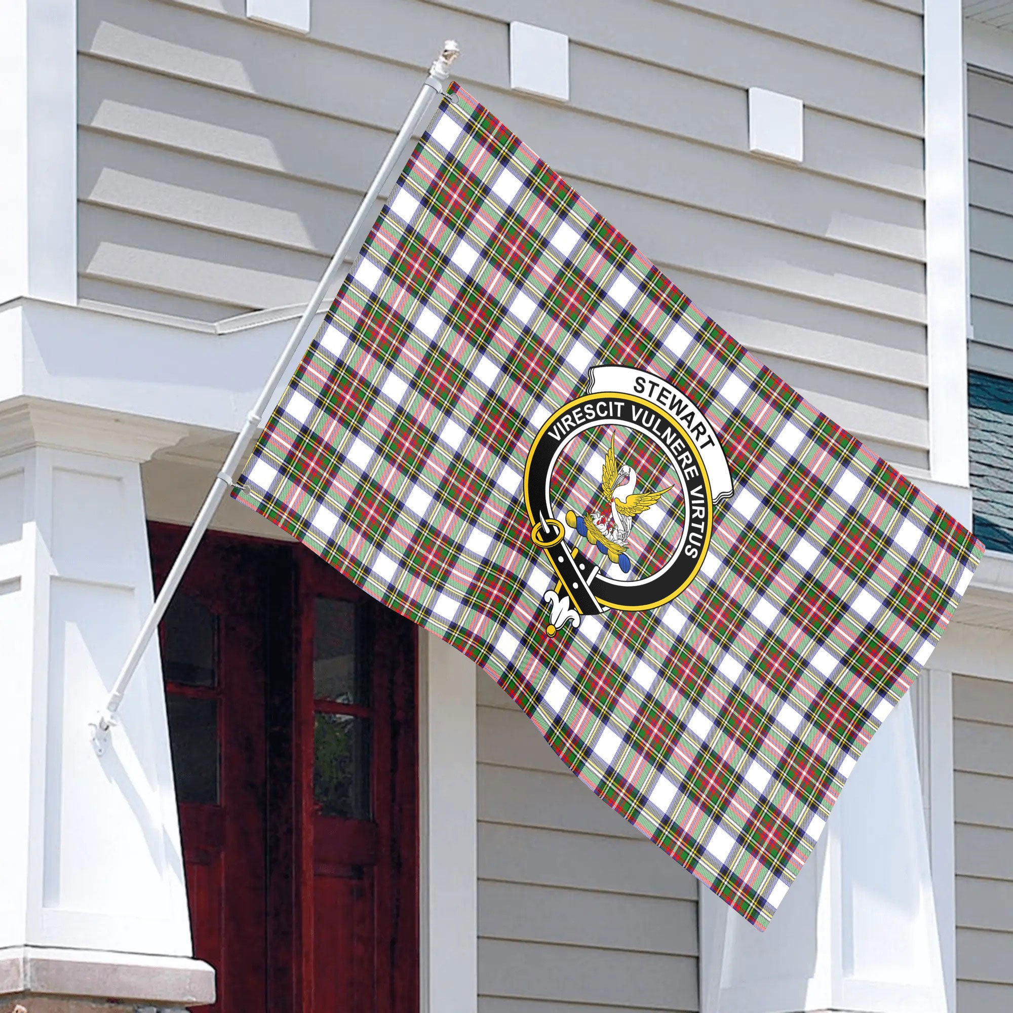 Stewart Dress Modern Tartan Crest House Flag
