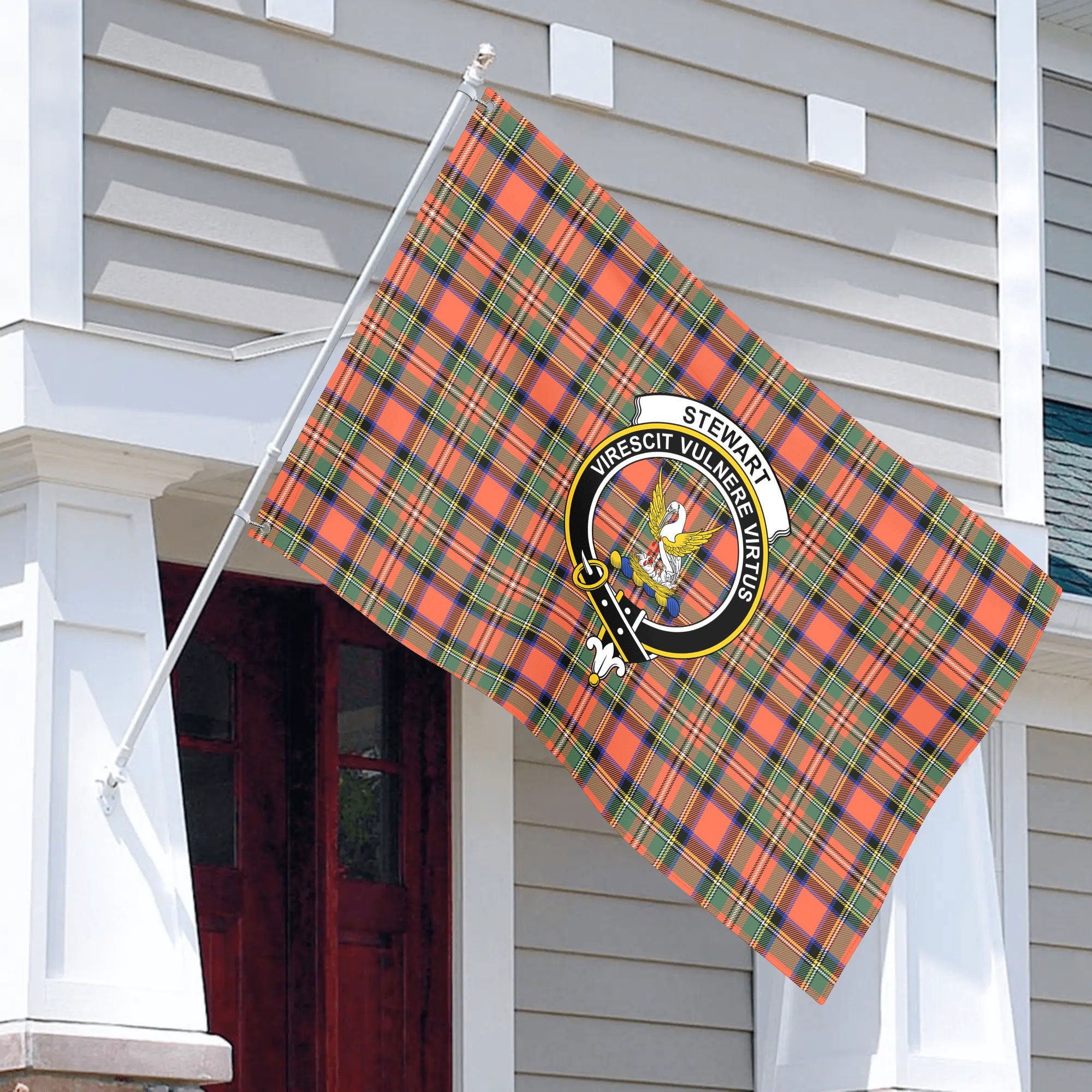 Stewart Royal Ancient Tartan Crest House Flag