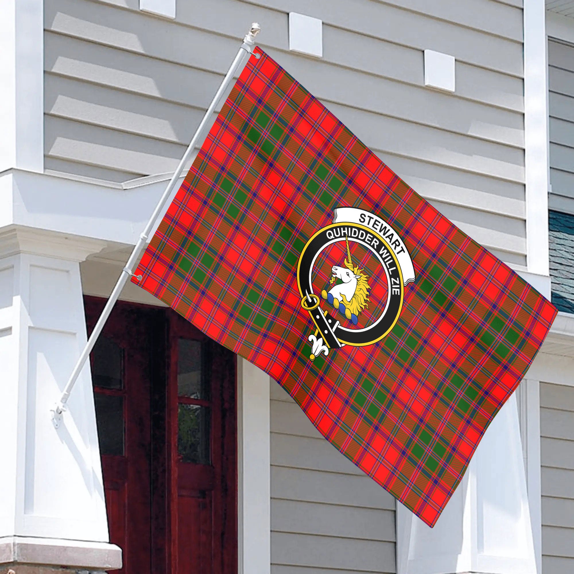 Stewart of Appin Modern Tartan Crest House Flag
