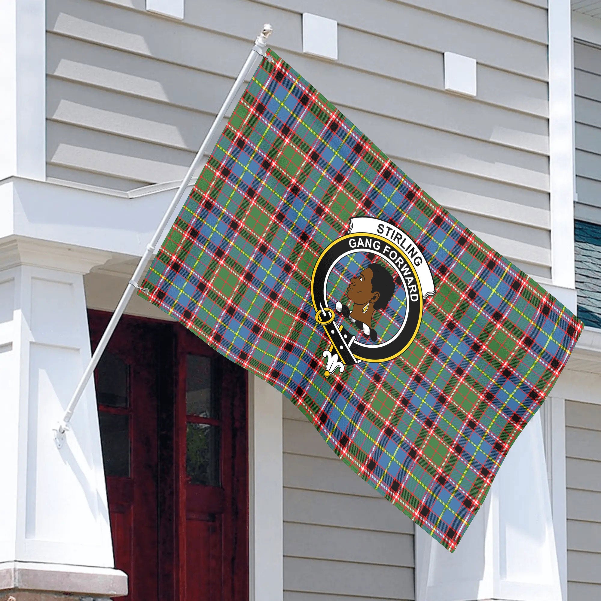 Stirling (of Keir) Tartan Crest House Flag