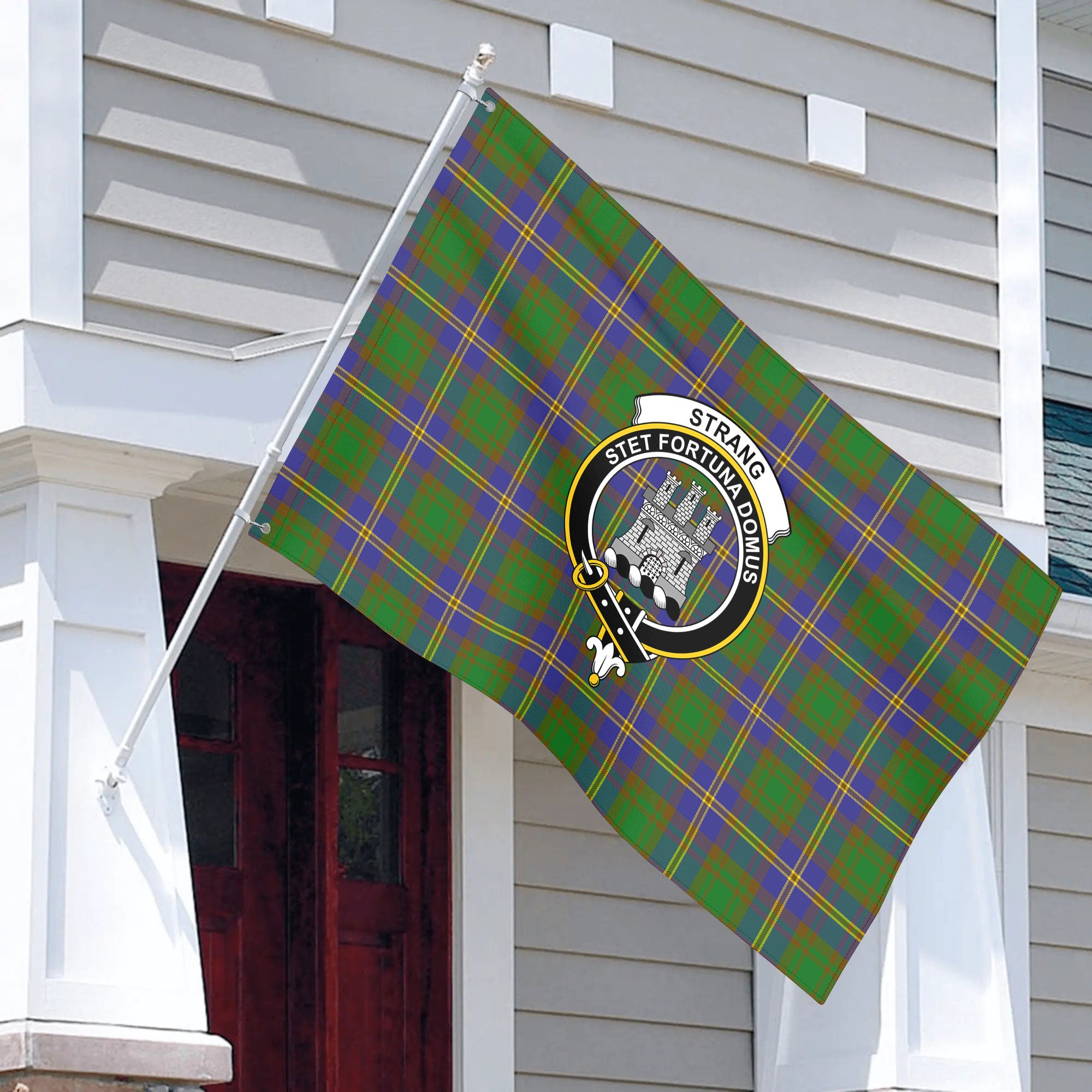 Strang (or Strange) Tartan Crest House Flag