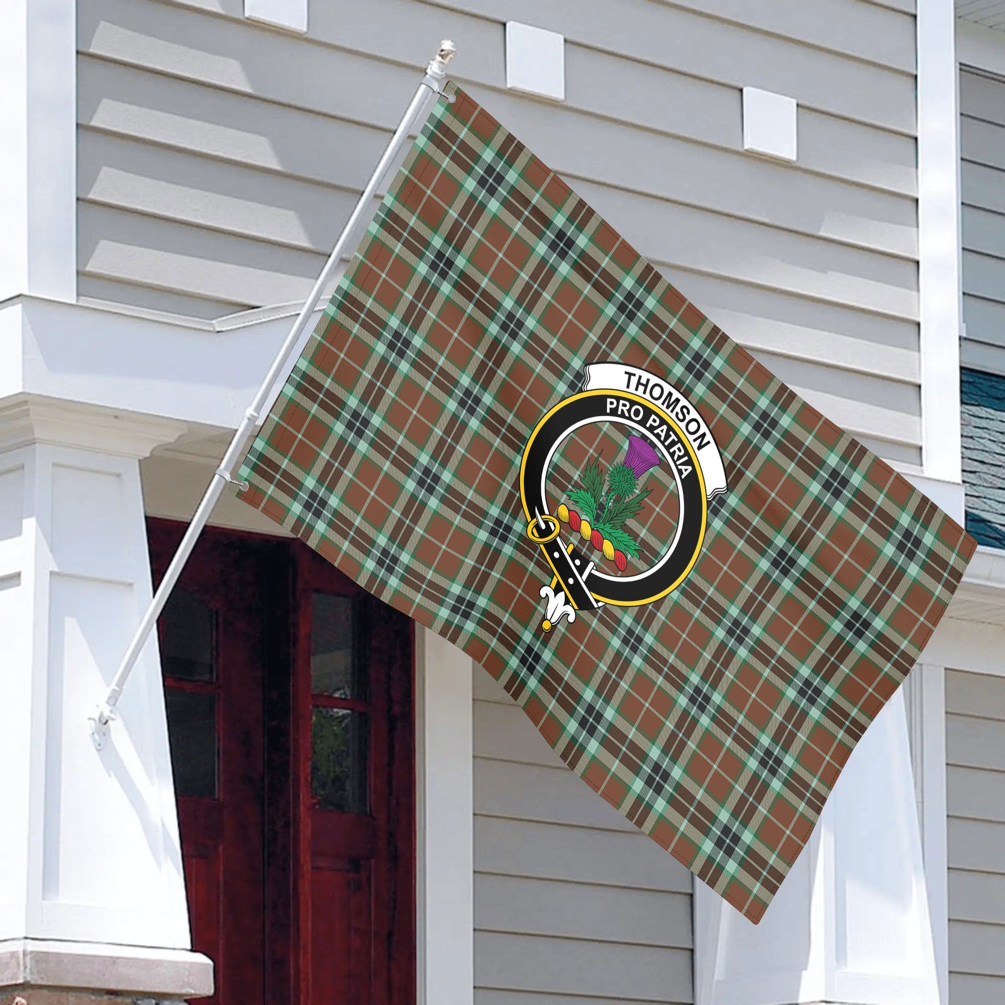 Thomson Hunting Modern Tartan Crest House Flag