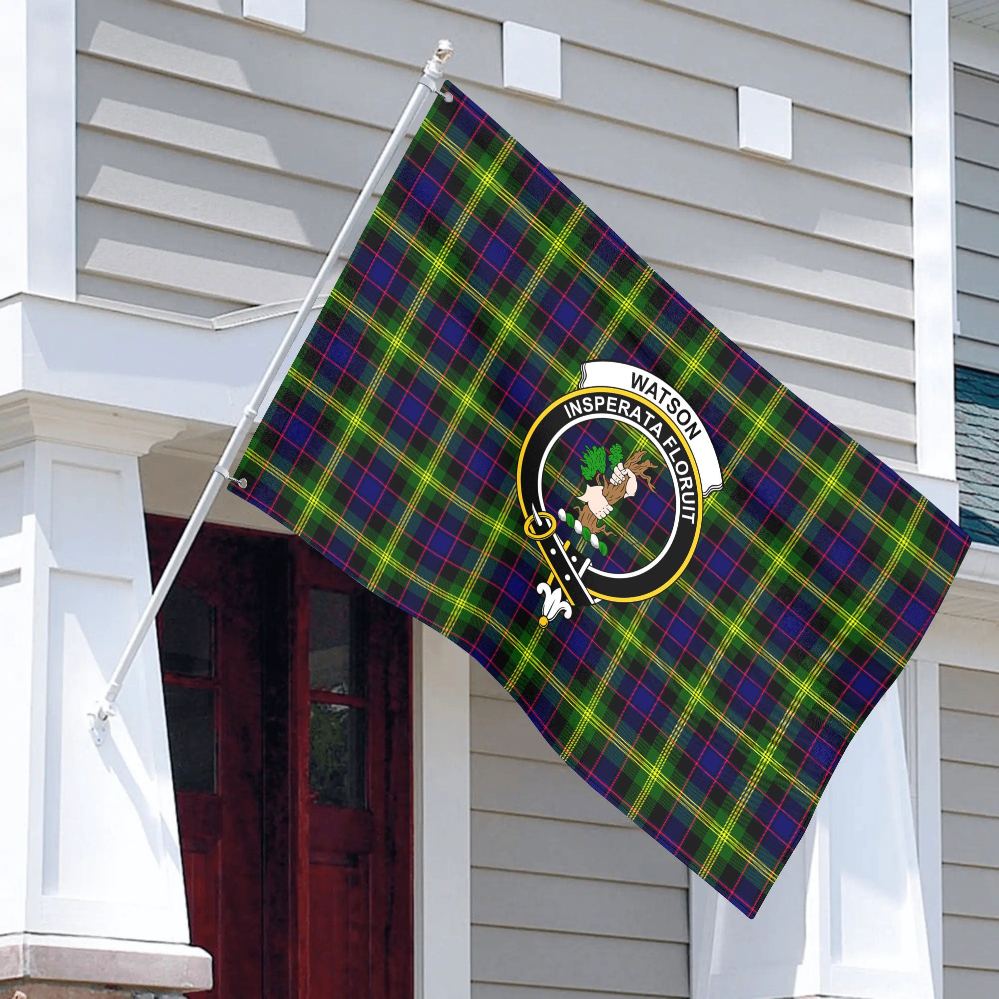 Watson Modern Tartan Crest House Flag
