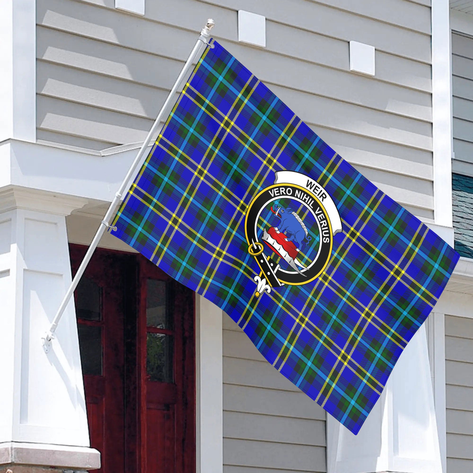 Weir Modern Tartan Crest House Flag