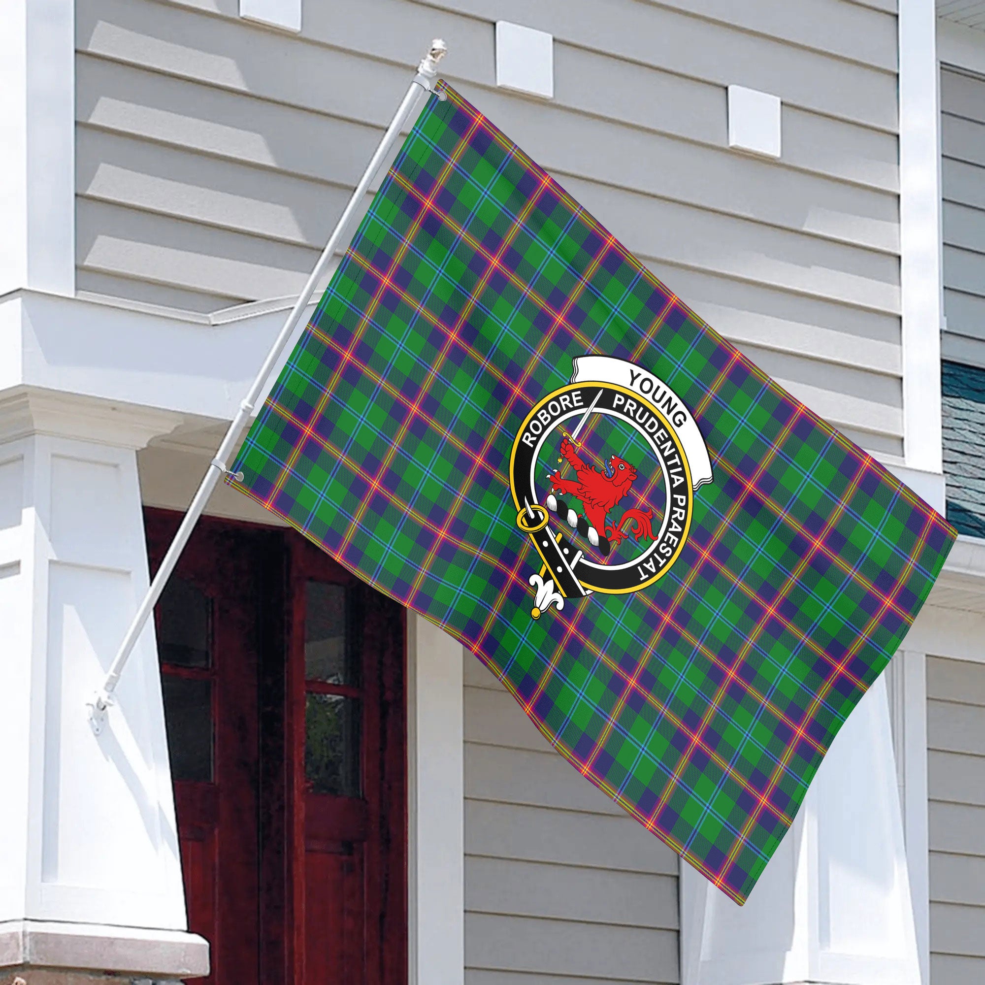 Young Modern Tartan Crest House Flag