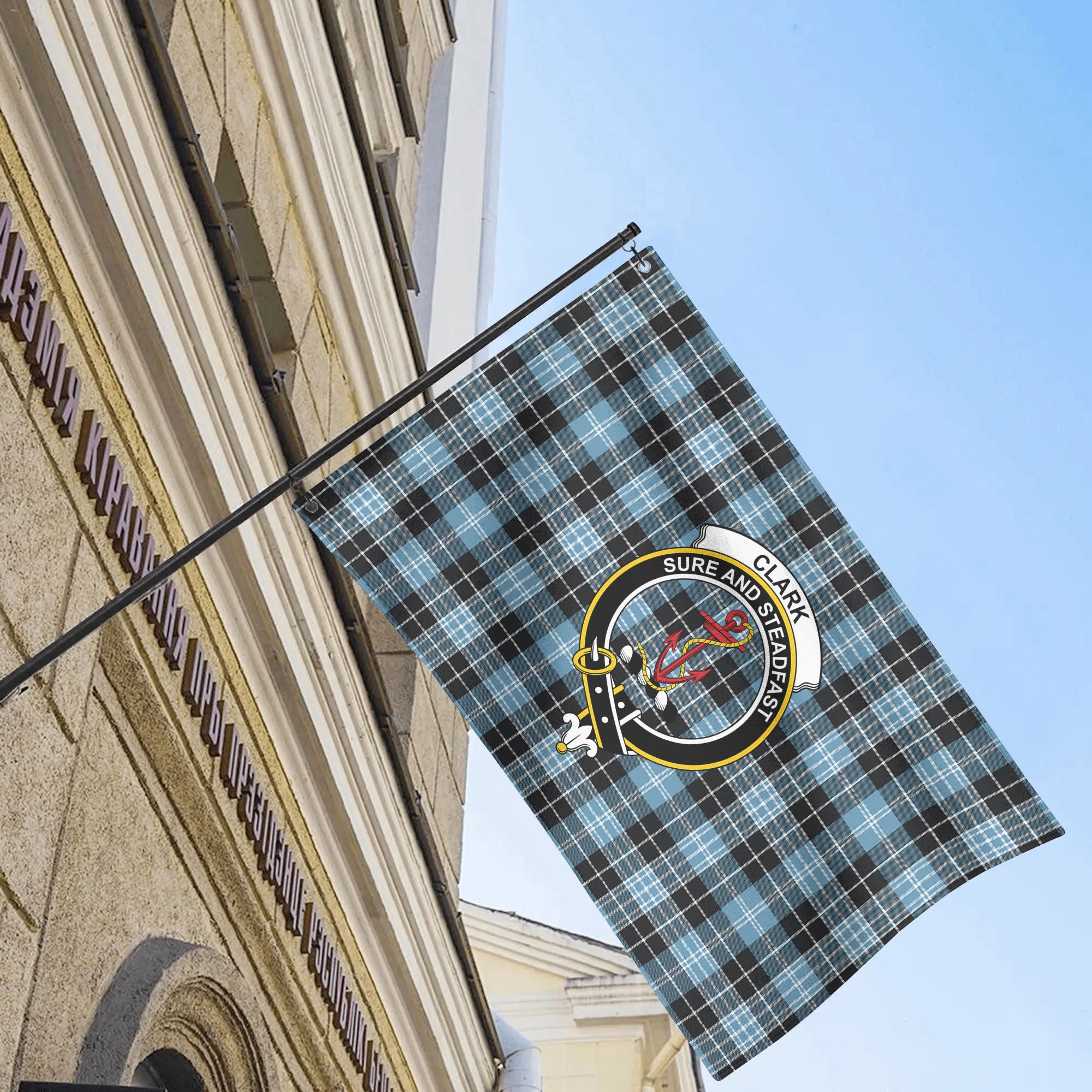 Clark Ancient Tartan Crest House Flag