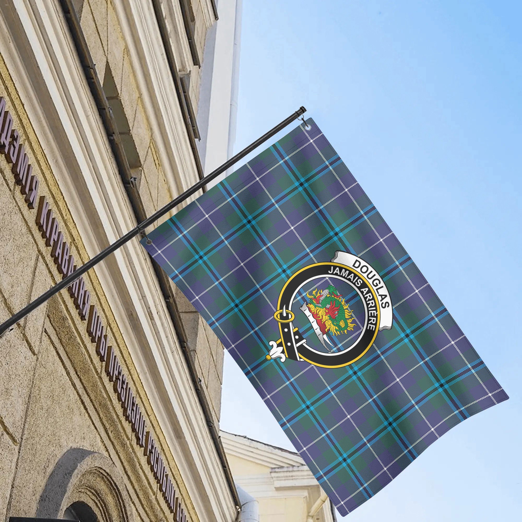 Douglas Modern Tartan Crest House Flag