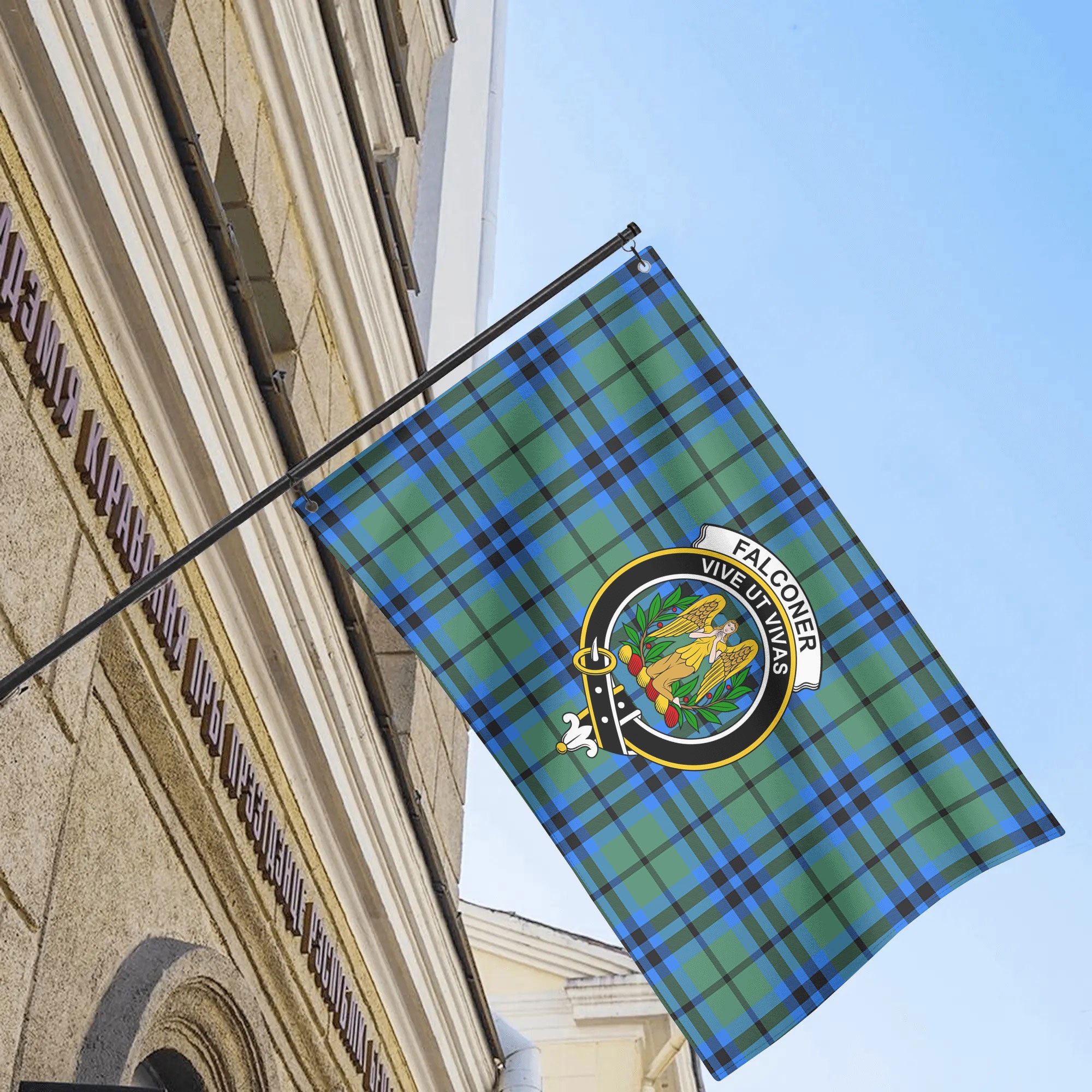 Falconer Tartan Crest House Flag