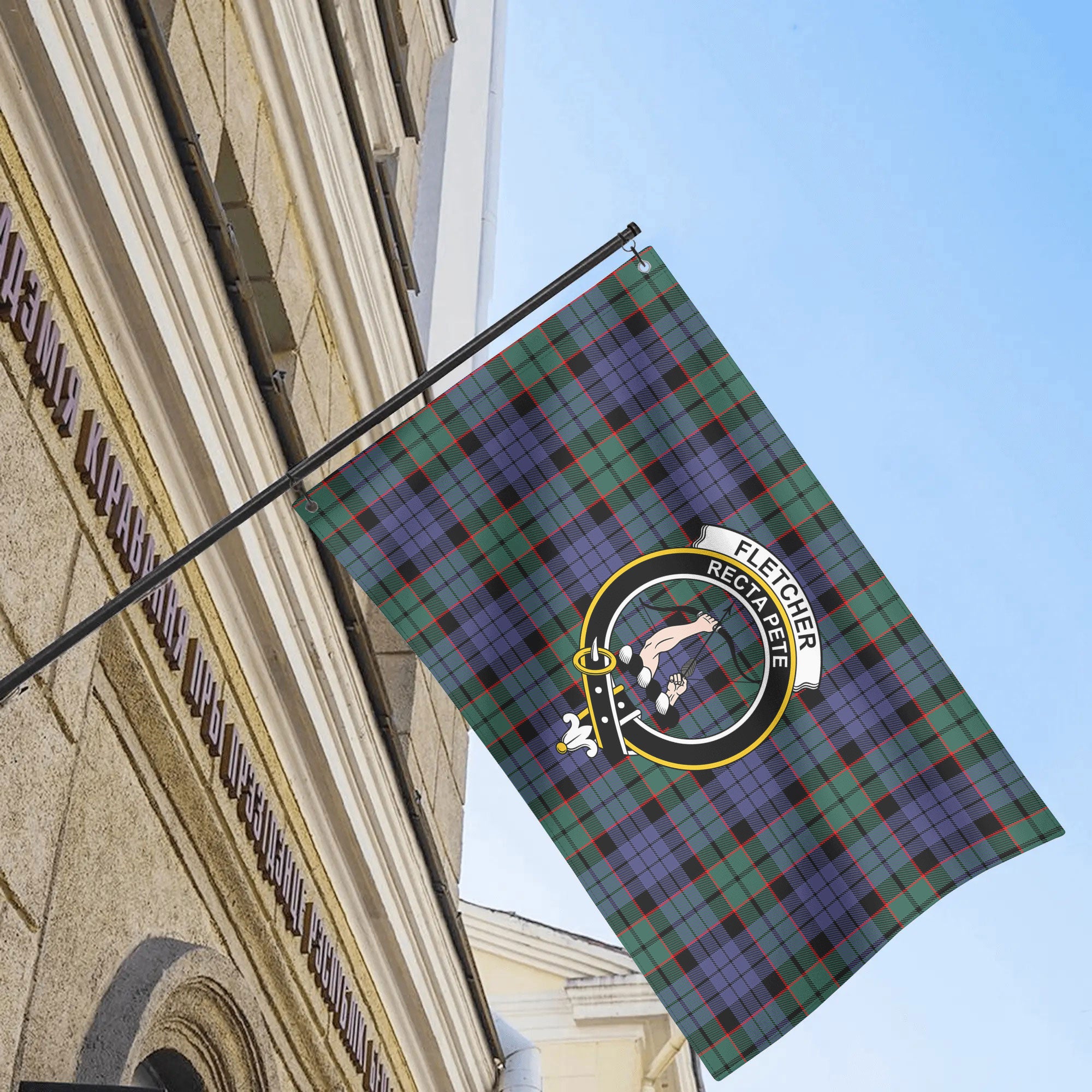 Fletcher Modern Tartan Crest House Flag