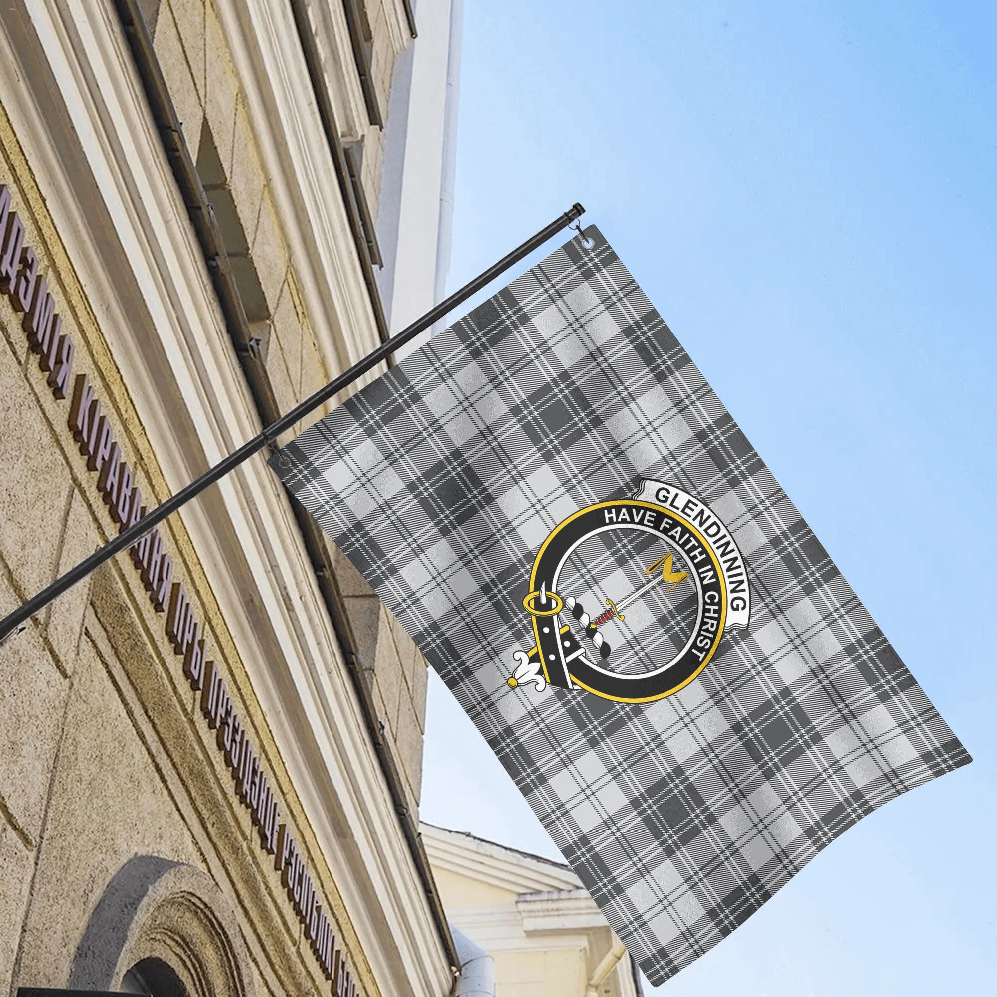 Glendinning Tartan Crest House Flag