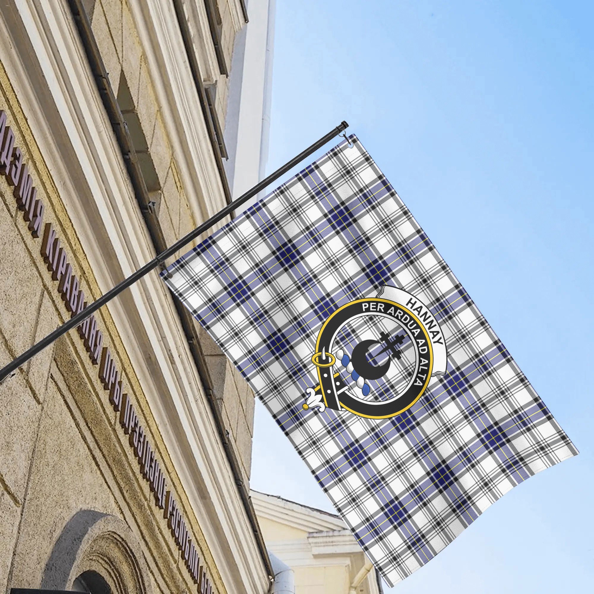 Hannay Modern Tartan Crest House Flag