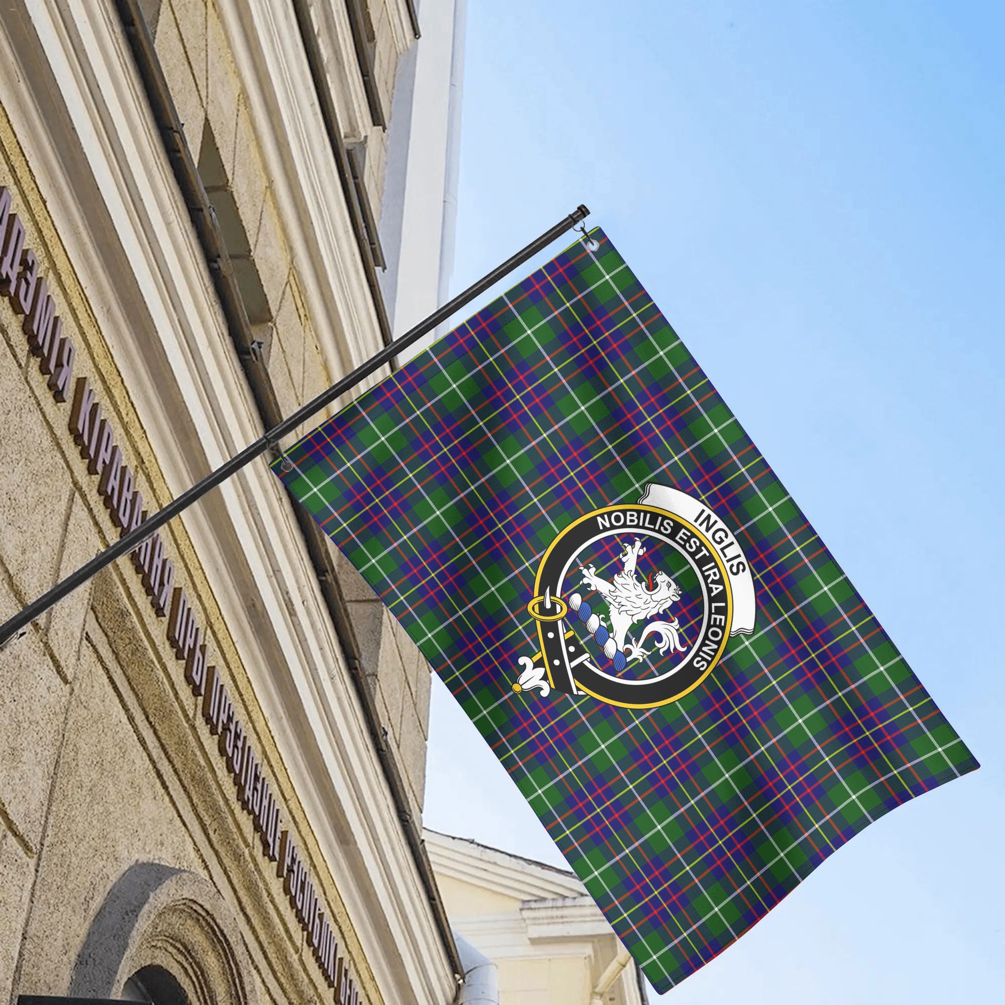 Inglis Modern Tartan Crest House Flag