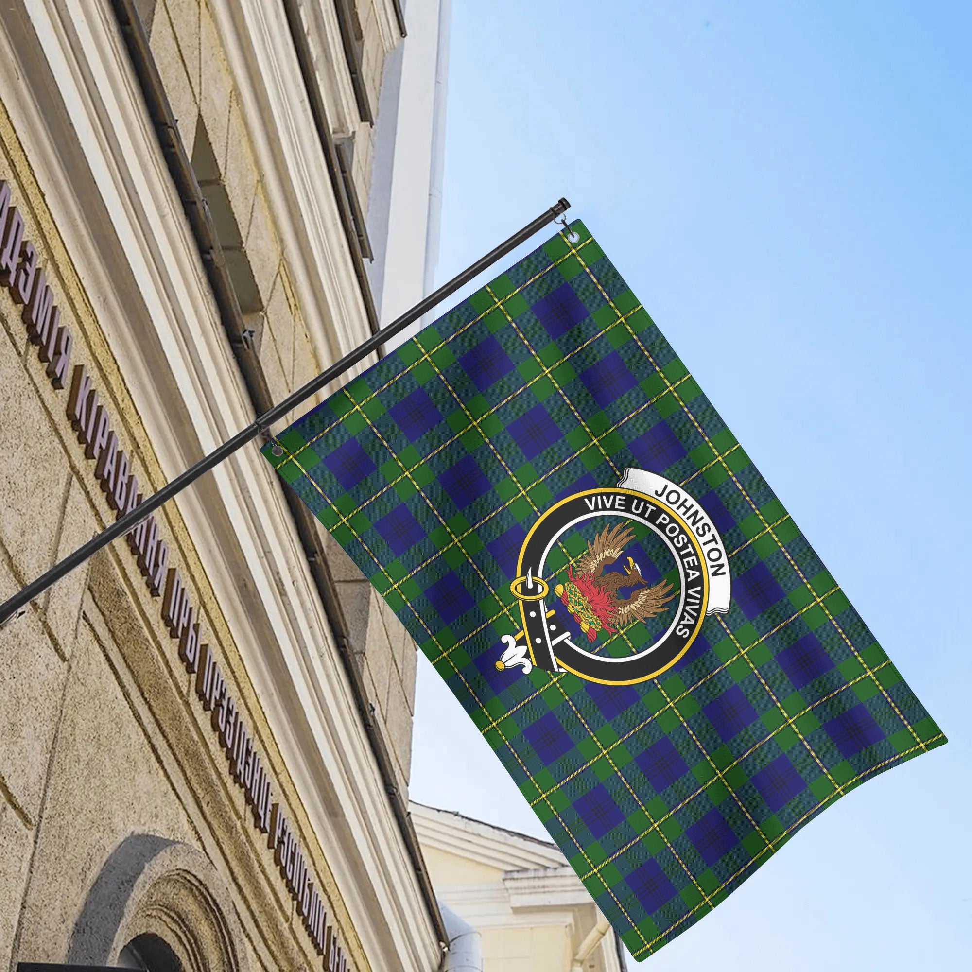 Johnston of Caskieben Tartan Crest House Flag