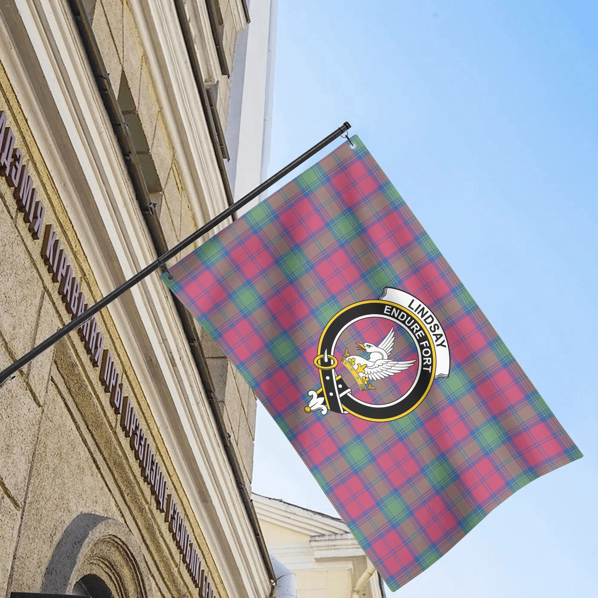 Lindsay Ancient Tartan Crest House Flag
