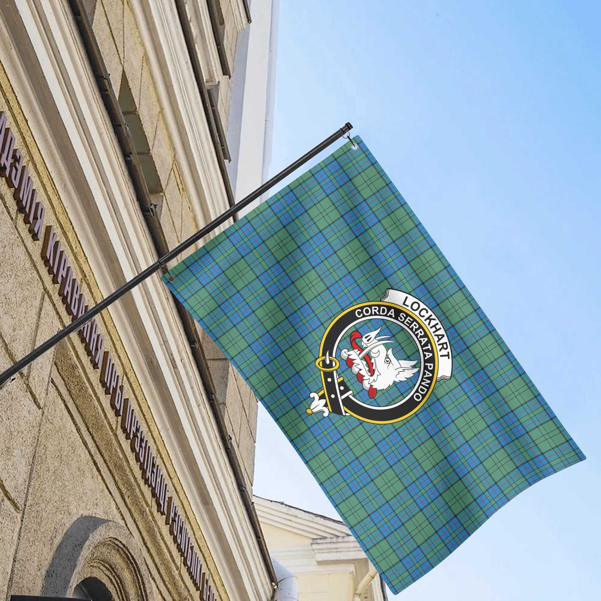 Lockhart Tartan Crest House Flag