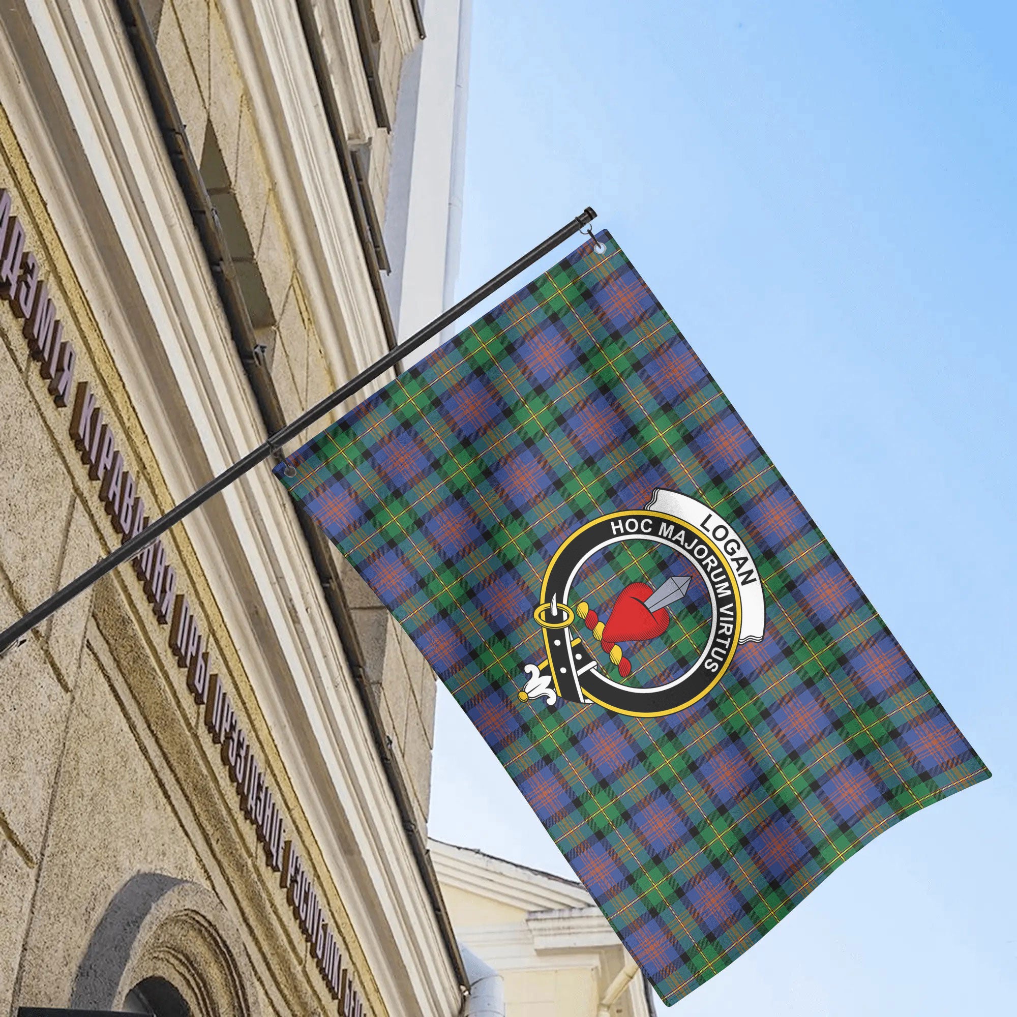 Logan Ancient Tartan Crest House Flag